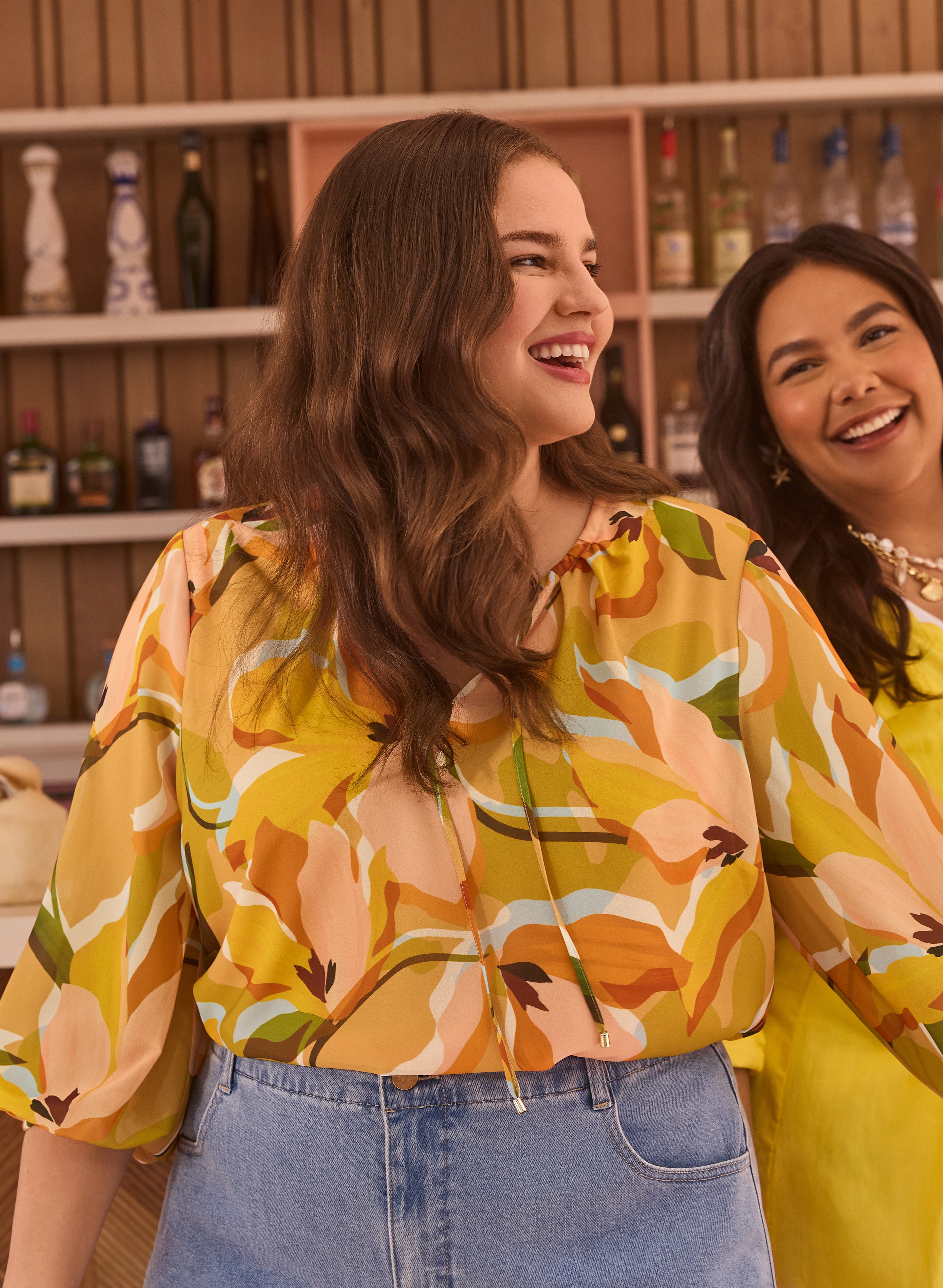 Floral Split Neck Blouse for Women - Elegant V-Neck Flowy Tops - Summer Casual & Office Wear - Perfect for Work, Date Night & Special Occasions