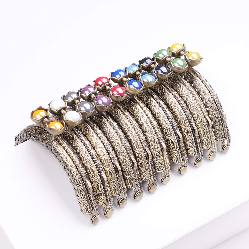 10PCS Metal Frame Coin Purse with Kiss Clasp Lock - 8.8X6CM DIY Craft Lotus Bead Bags for Jewelry Making, Gift Wrapping & Vintage Accessories