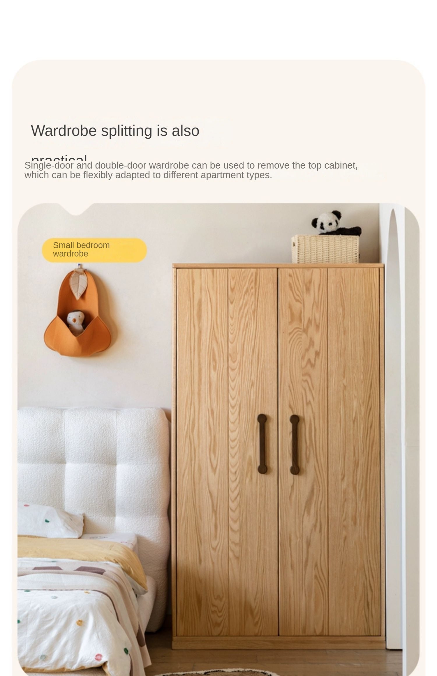 Solid Oak Wood Kids Wardrobe - Durable & Stylish Children's Closet Organizer for Bedroom, Nursery, or Playroom Storage