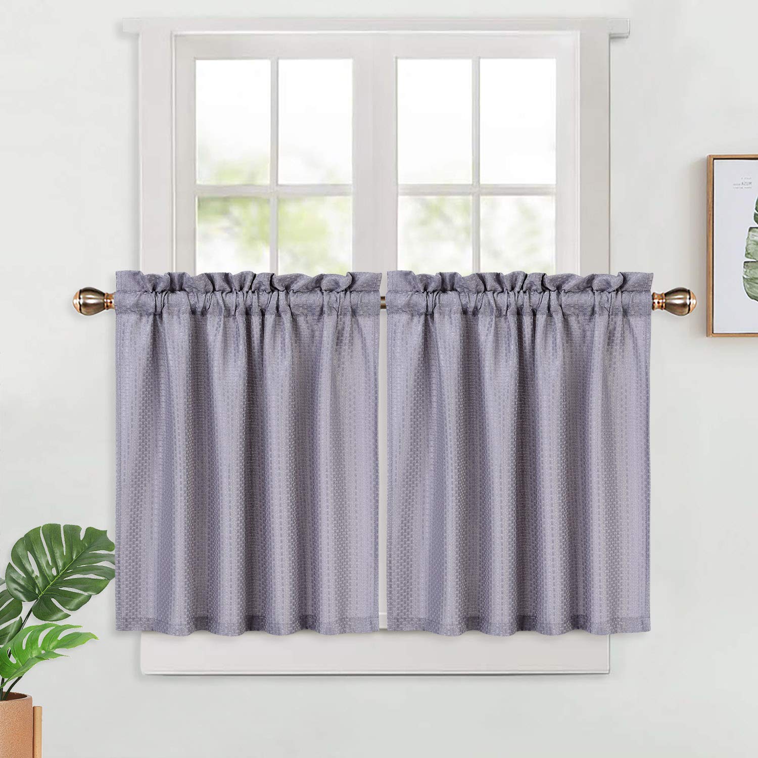 Haperlare Waffle-Weave Textured Cafe Curtains 30