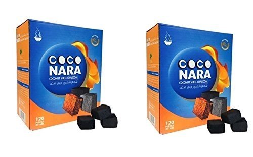 Premium Coconut Coco Nara Hookah Charcoal - 120 Pieces (2 Boxes) | Fast Lighting, Long Lasting | Perfect for Home Hookah Sessions & Social Gatherings