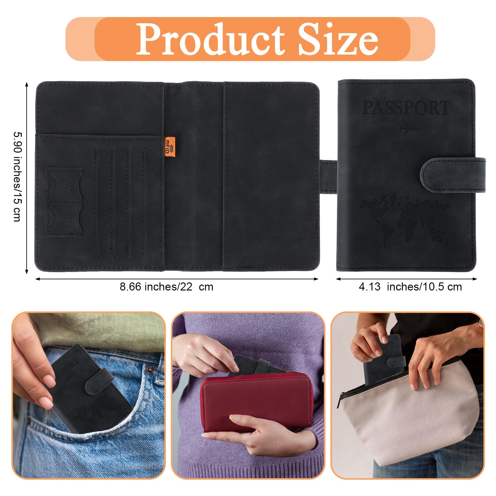 Slim RFID Blocking Passport Holder Wallet - Travel Essentials with Credit Card Slots for Women & Men | Perfect for International Trips, Business Travel & Vacation Accessories