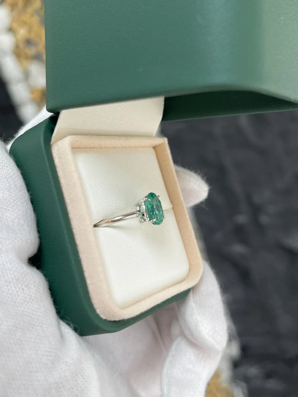 2.40 Carat Natural Emerald Toi et Moi Ring with Oval & Round Cut Gemstones - Perfect for Engagement, Anniversary & Romantic Gifts
