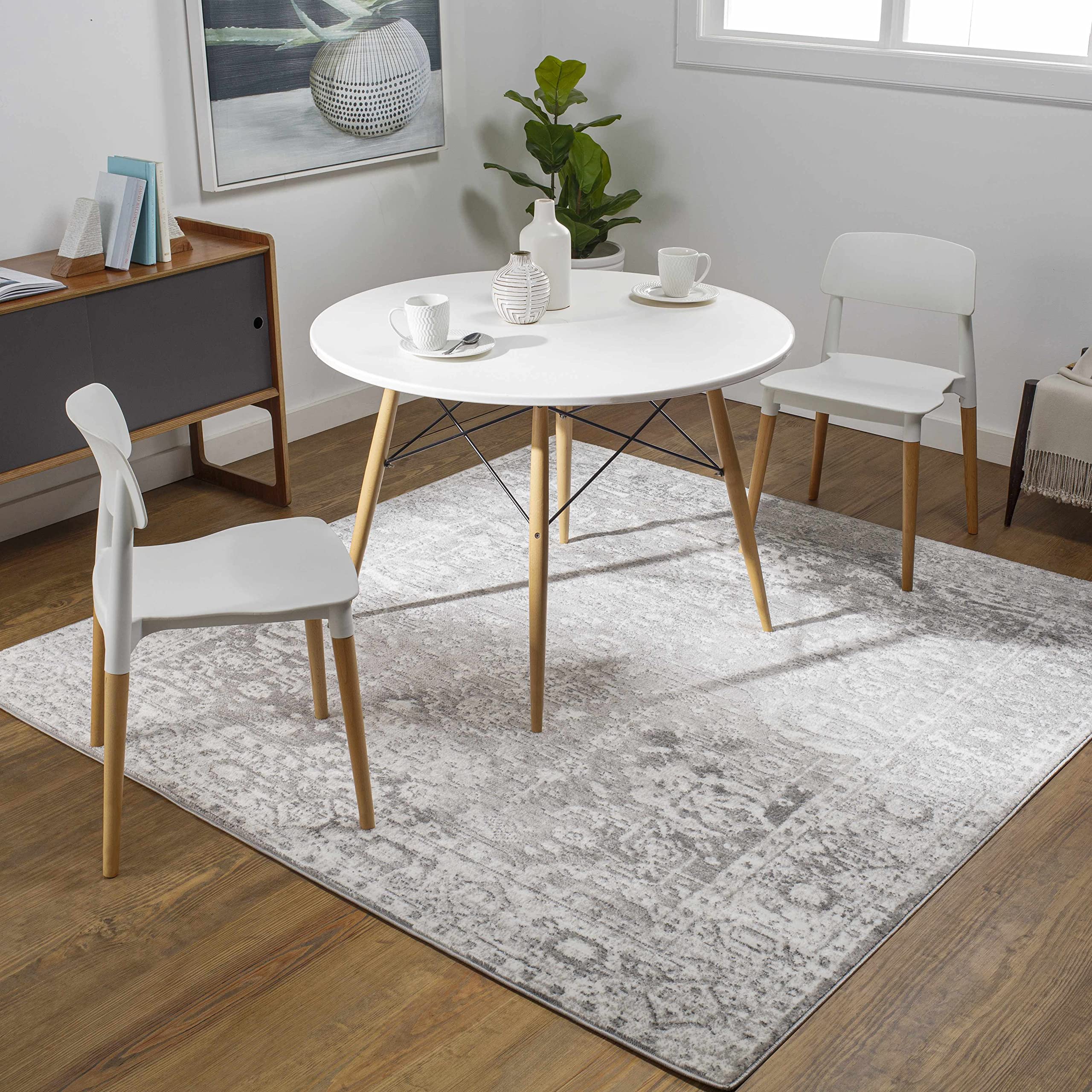 Hauteloom Tripp Transitional Area Rug - Soft Gray and White - 3'11