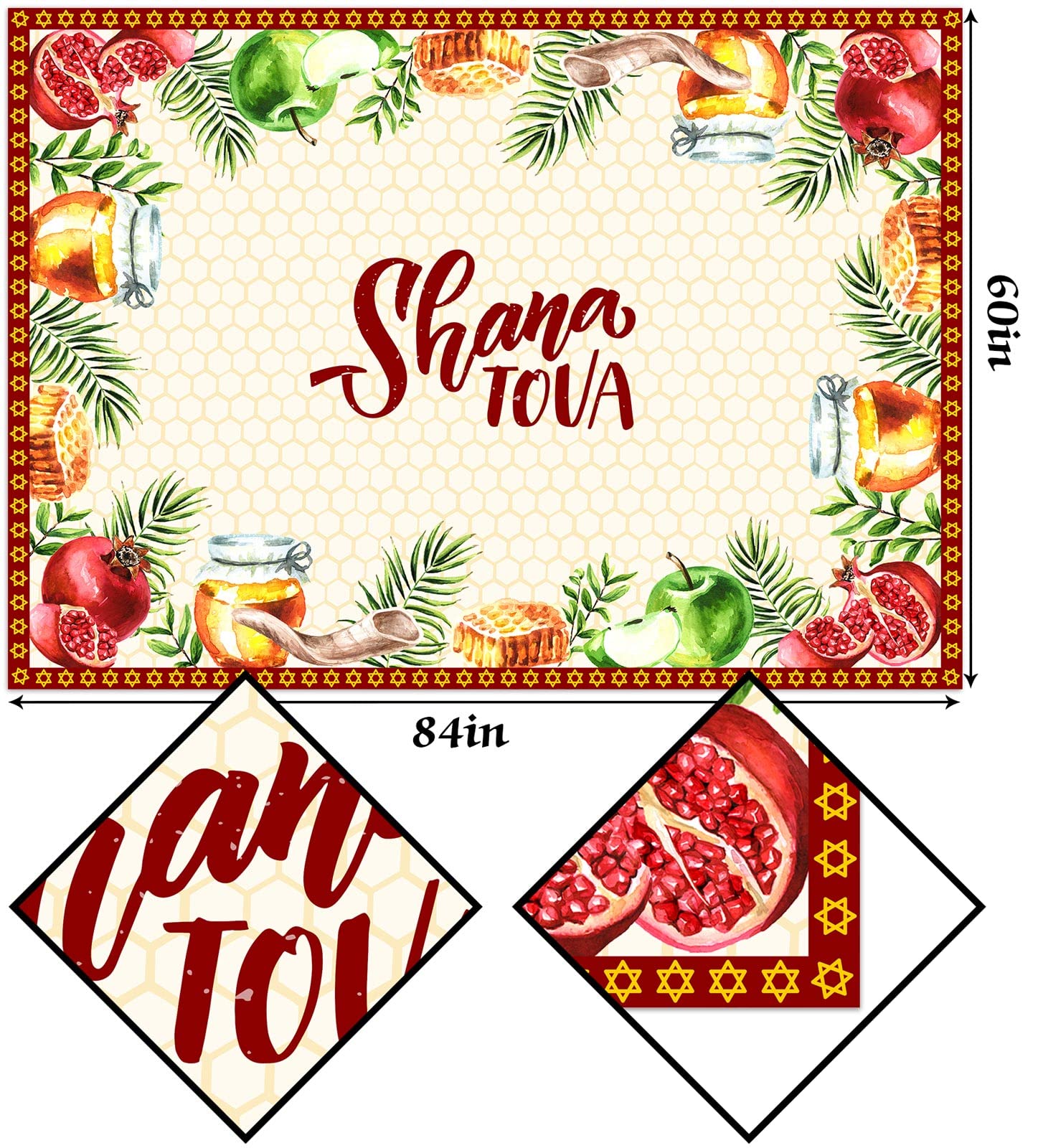 Shana Tova Tablecloth - Elegant Rosh Hashanah Jewish New Year Celebration Table Cover for Holiday Party, Kitchen & Dining Room Decor - Perfect for Festive Gatherings, Family Dinners & Jewish Traditions