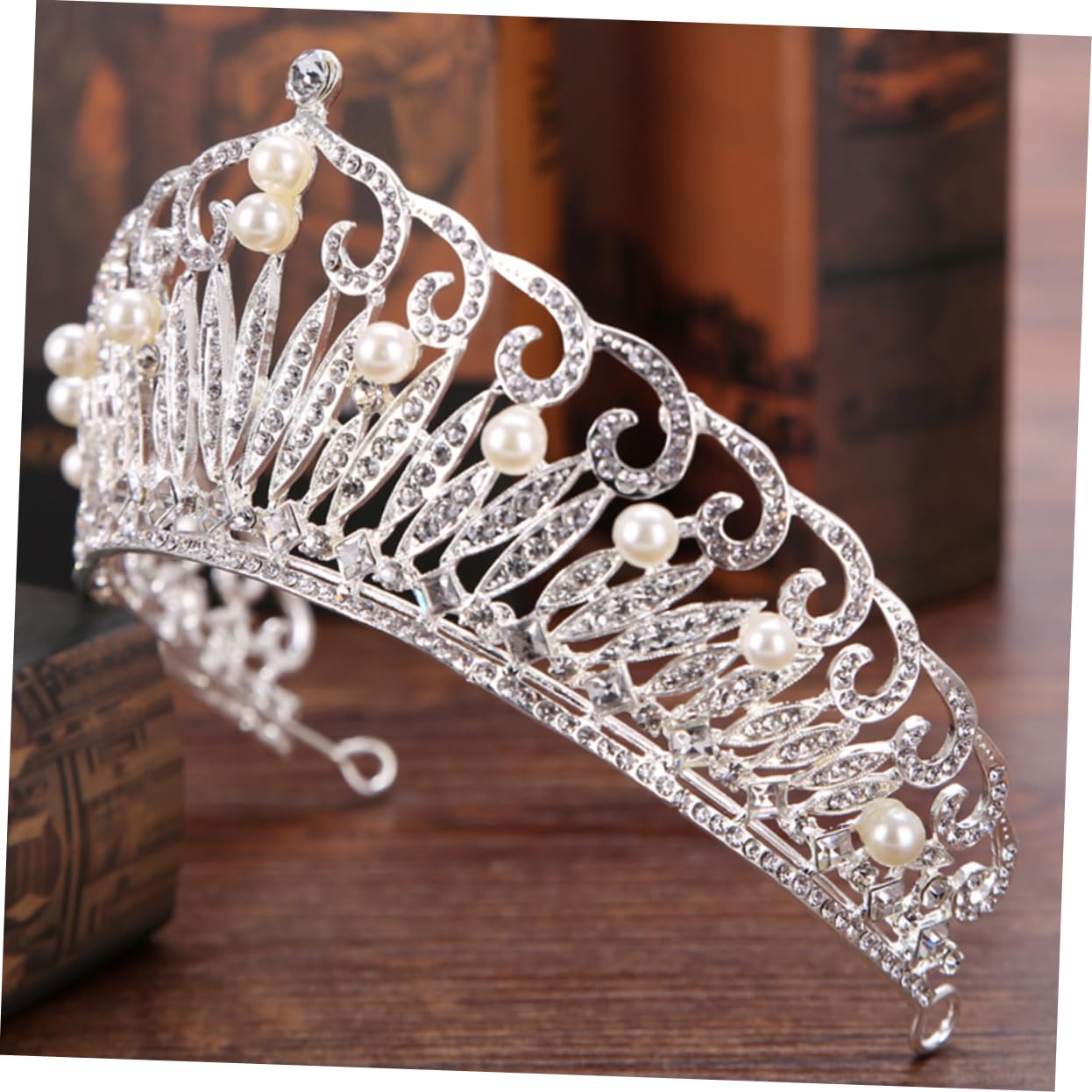 Minkissy Silver Pearl Rhinestone Tiara for Women - Elegant Bridal Wedding Headpiece with Pearls, Hair Accessories for Bride, Halloween & Special Occasions - Perfect for Weddings, Prom, Parties & Costume Events