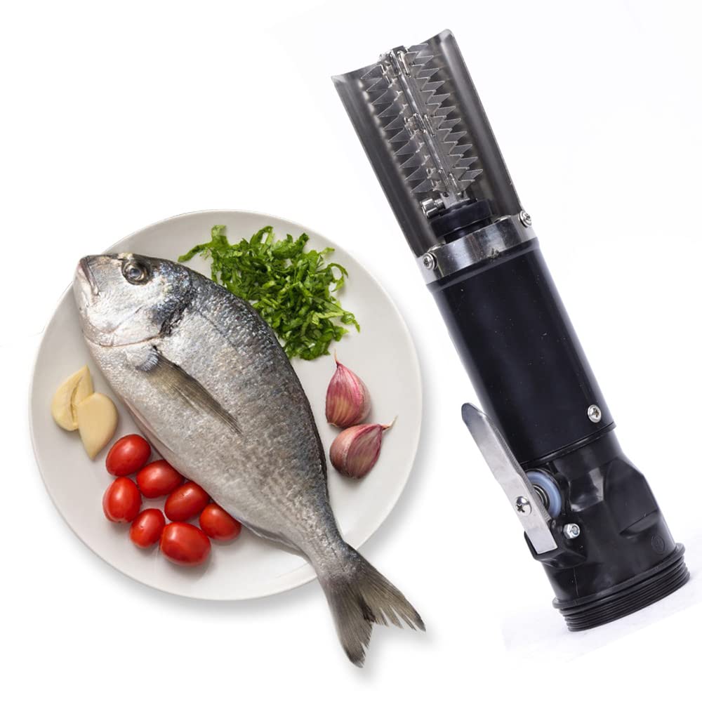 120W Rechargeable Electric Fish Scaler - 6-Sided Stainless Steel Roller Blade, Waterproof Fish Skin Cleaner for Freshwater & Marine Fish (Carp, Grass Carp) - Perfect for Home Kitchen, Fishing Trips & Seafood Restaurants