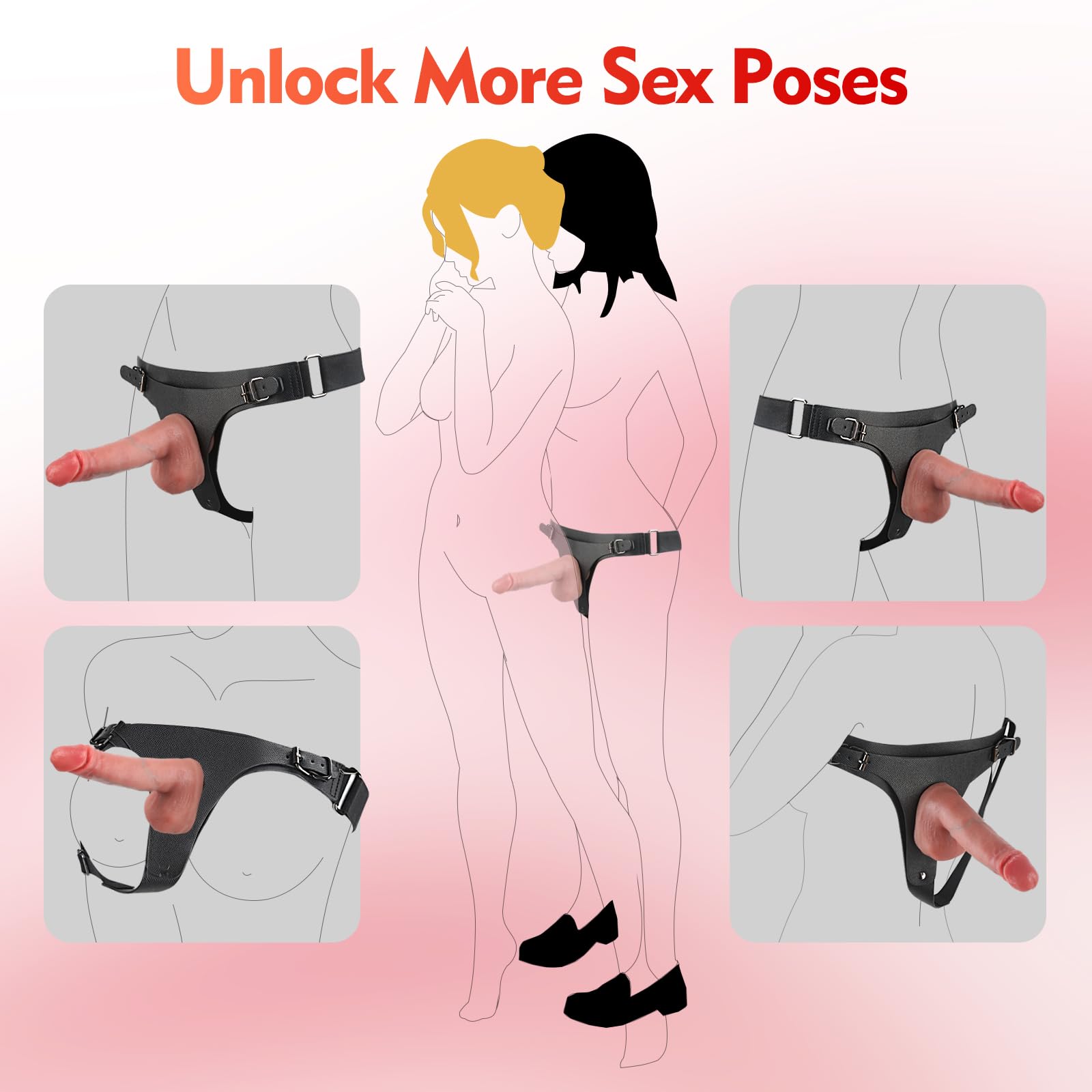 Premium Adjustable Leather Strap-On Harness Dildo for Couples - Realistic Adult Sex Toy with Soft Waist & Thigh Straps for Lesbian, Gay & Straight Couples - Perfect for Vaginal, Anal Play & Pegging - Great for Role Play & Spicing Up Your Sex Life