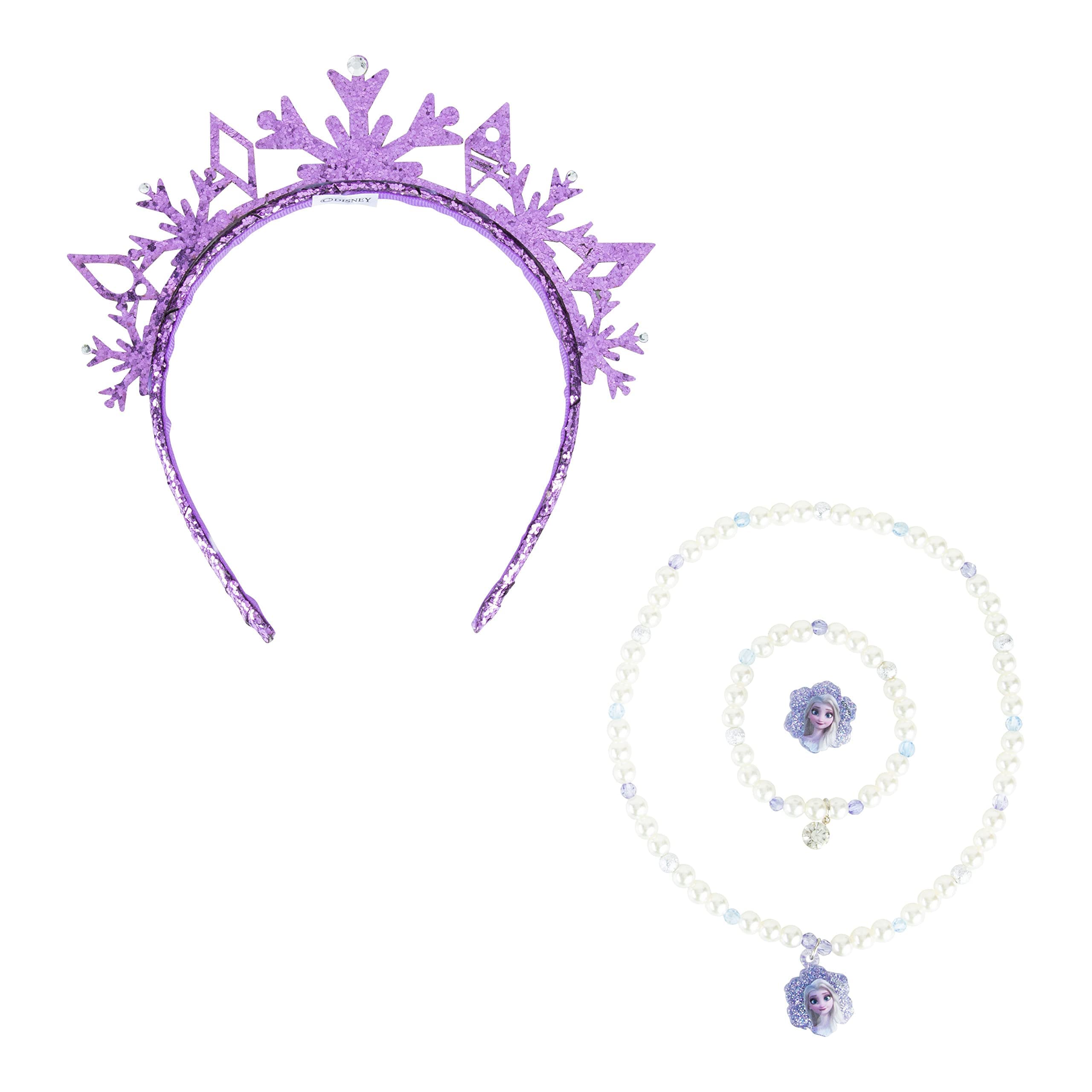 Frozen Princess Dress Up Accessory Set - Elsa Tiara & Jewelry Kit for Girls - Birthday & Holiday Gift - Costume Role Play Toy for Kids Ages 3+ - Perfect for Dress Up Parties, Halloween & Pretend Play