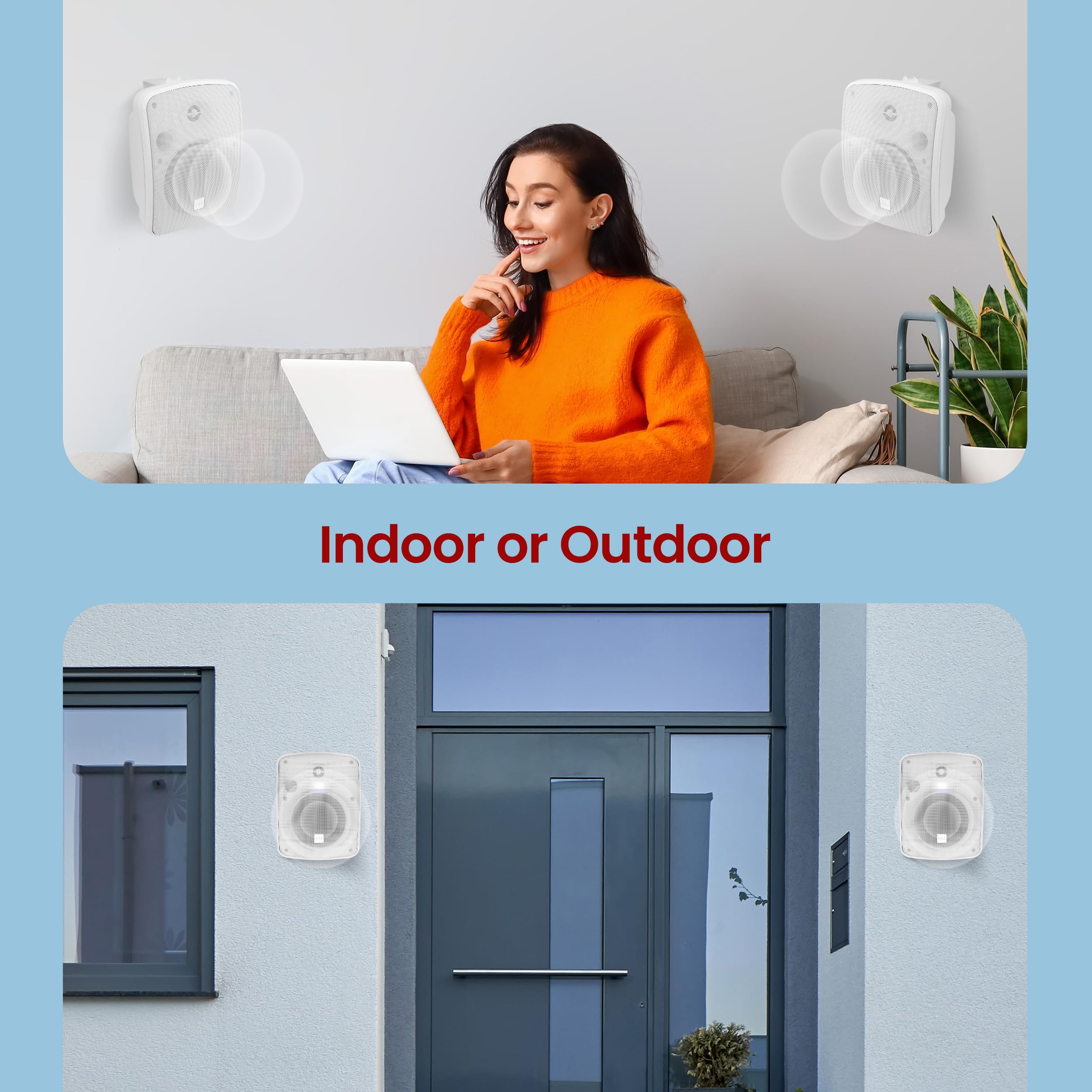 PYLE Outdoor Bluetooth Waterproof Wireless Speakers - 600W 2-Way Full Range Stereo Sound, Marine Grade Weatherproof - Wall/Ceiling Mount for Home, Boat, Patio, Pool & Backyard Parties
