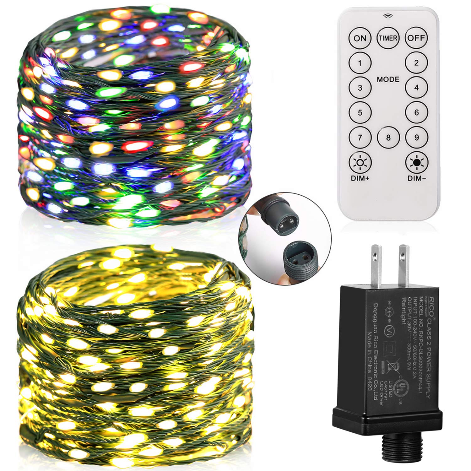 Krislait 99ft 300 LED Color Changing Fairy String Lights - Waterproof Outdoor Connectable Twinkle Lights with Remote Control for Bedroom, Patio, Garden, Christmas Tree (Rainbow Multi-Colored) | Perfect for Holiday Decor, Wedding Parties & Landscape Lighting