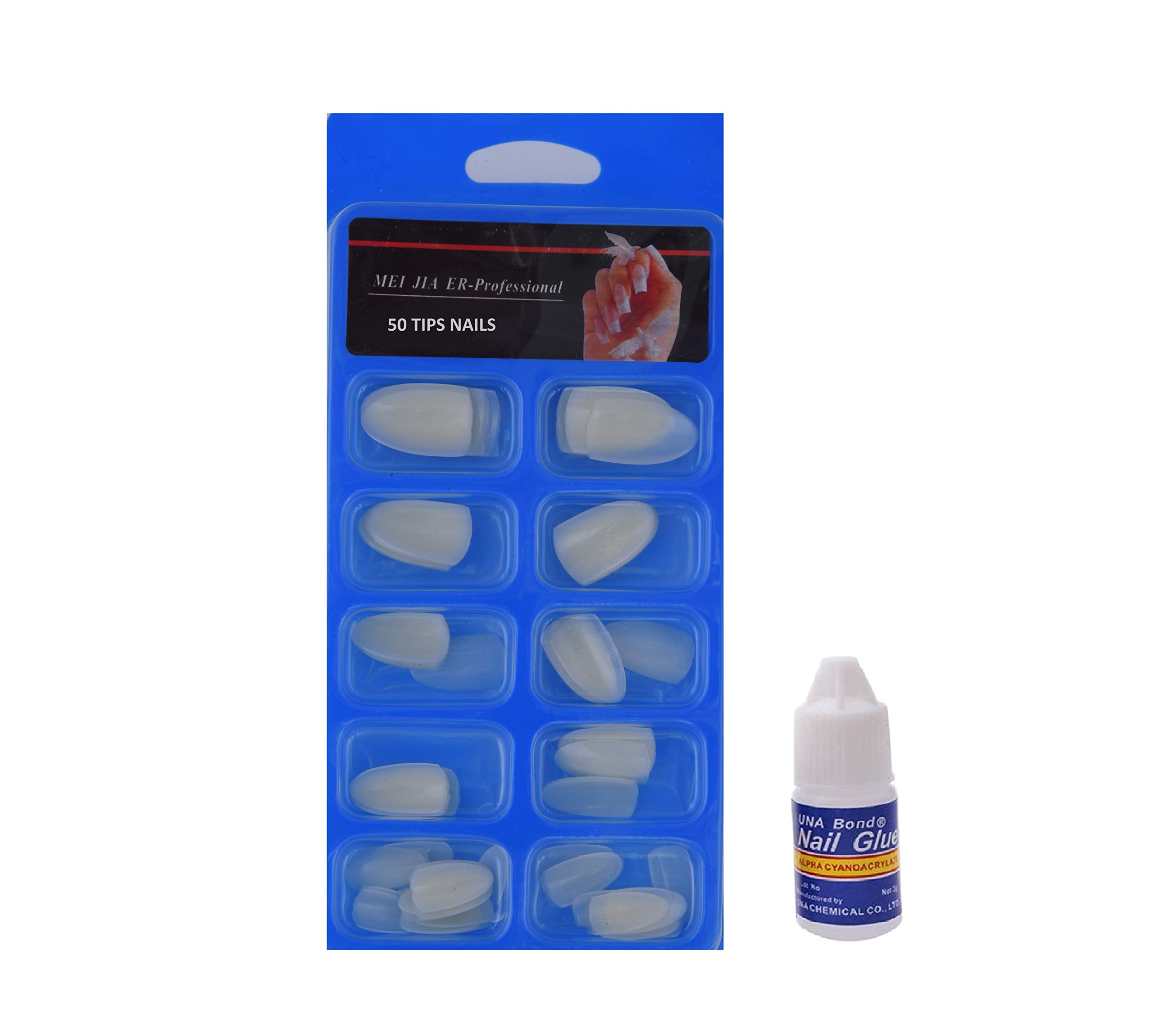 ClubBeauty Fake Acrylic Natural Nails - 50 Pcs with Free Nail Glue (1 Pc) | Long-Lasting Press-On Nails for Salon-Quality Manicures at Home, Parties & Special Events
