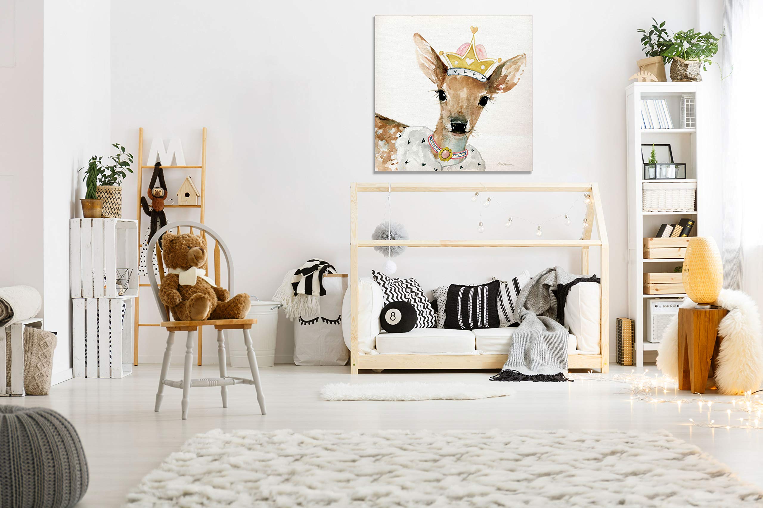 Glamour Girls Deer Animal Wall Art - 32x32 Inch Nursery Decor, Kids Room & Playroom Decorations - Perfect for Baby Girl's Room, Children's Bedroom & Play Area