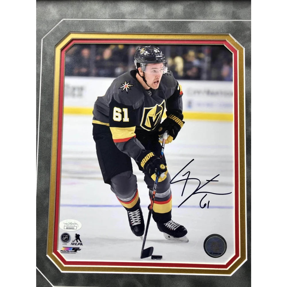 Mark Stone Signed 8x10 Photo - Vegas Golden Knights 1st Career Hat Trick Memorabilia with JSA COA - Framed Hockey Collectible for Man Cave, Sports Bar, or Fan Gift