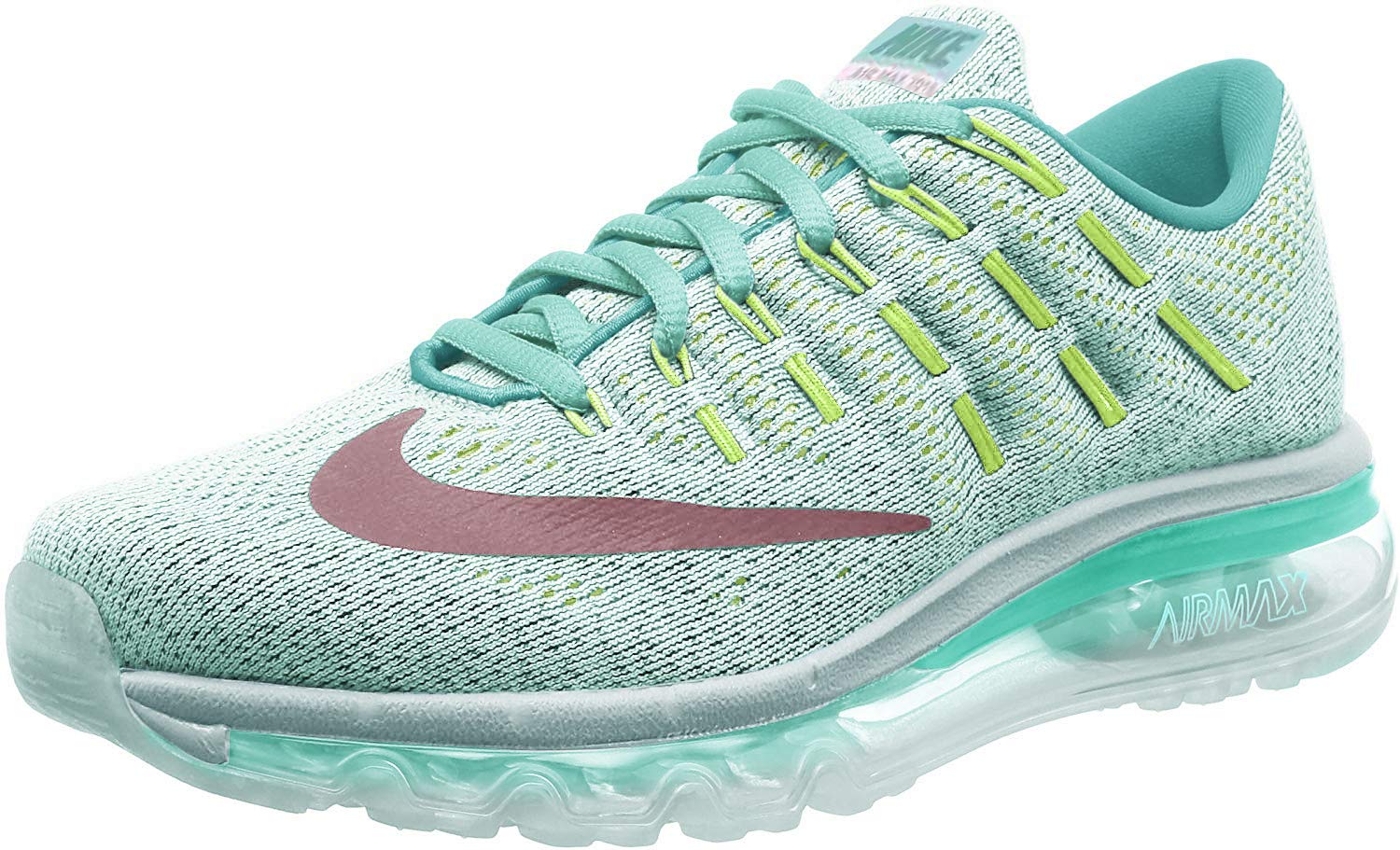 Nike Air Max 2016 Running Shoes for Kids - Hyper Turquoise/Reflective Silver | Lightweight Cushioned Sneakers for School, Sports & Daily Wear (Grade School Size)