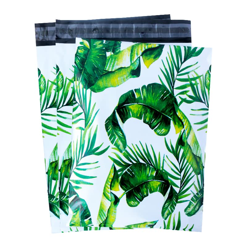 10x13 Inch 100-Pack Printed Poly Mailers - Durable & Tear-Proof Plastic Shipping Bags for Small Business | Strong Mailing Envelopes with Banana Leaf Design | Perfect for Ecommerce, Subscription Boxes & Online Stores