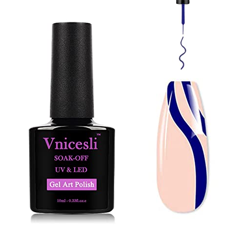 Royal Blue Gel Nail Polish Pen - Vnicesli Soak Off Nail Art Liner for DIY Manicure, Nail Painting & Line Drawing | Perfect for Salon, Home Manicures & Nail Art Designs