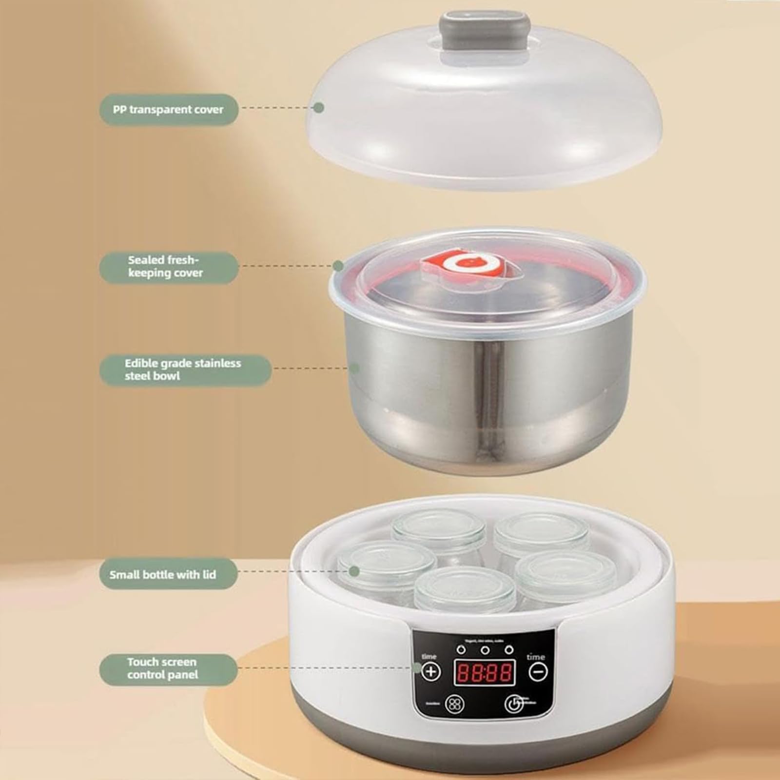 40oz Electric Yogurt Maker Machine with LCD Display & Glass Jar - 36-Hour Automatic Yogurt Maker with Precise Temperature Control for Home Use | Perfect for Probiotic Yogurt, Greek Yogurt, and Healthy Breakfasts