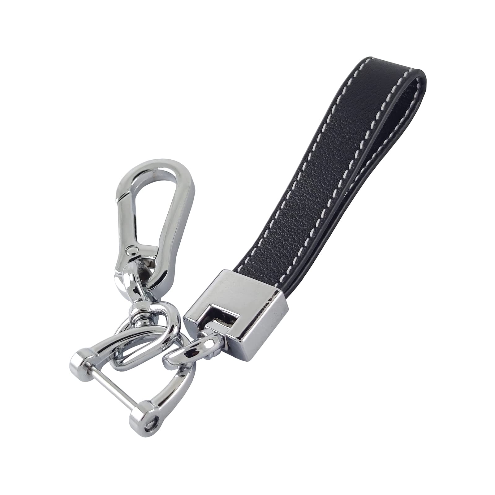 Premium Microfiber Leather Keychain - Universal Car Key Ring Holder for Men & Women | Fashionable Metal Key Fob Accessory in Black | Perfect for Car Keys, House Keys & Gift Giving