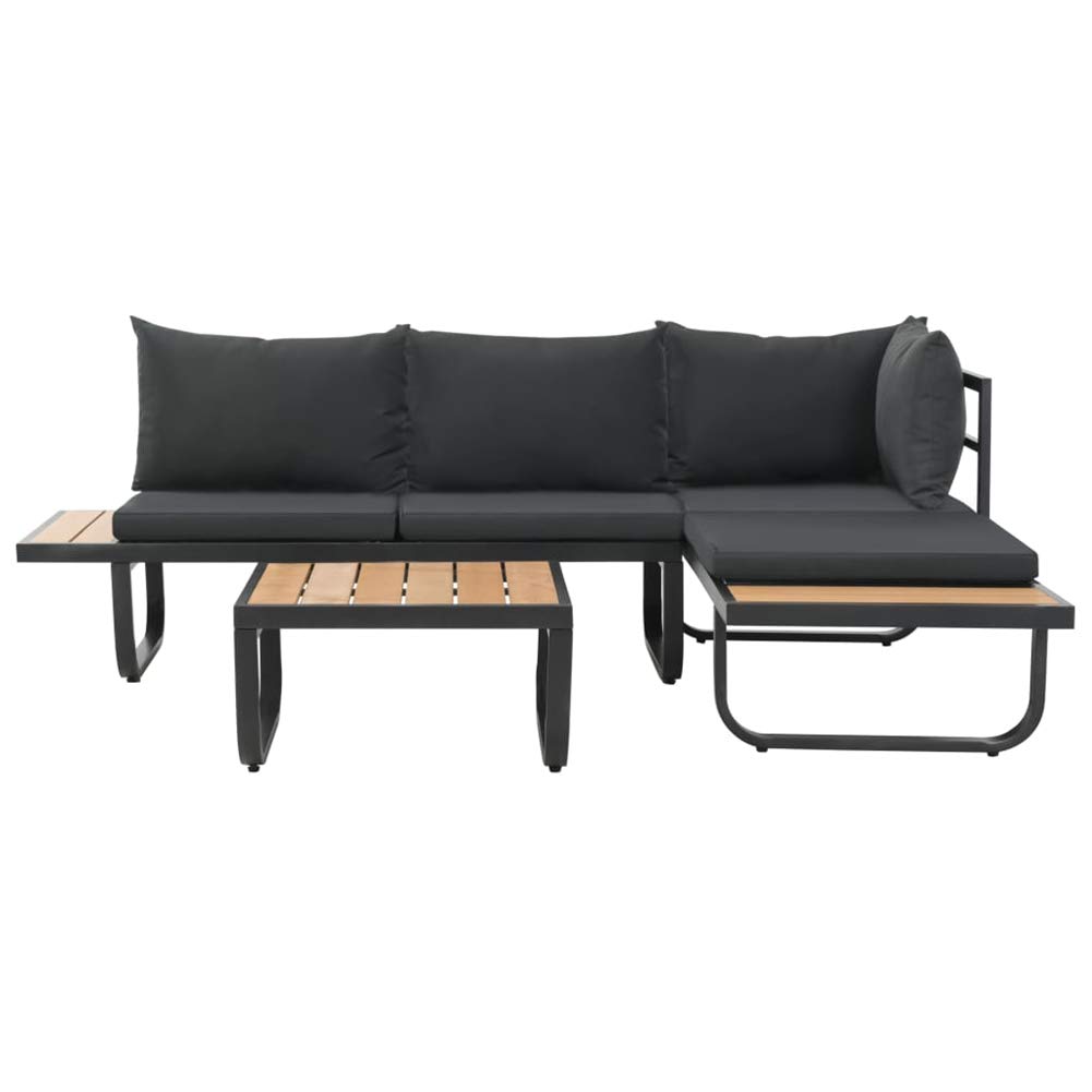 Premium 2-Piece Outdoor Lounge Set with Cushions - Durable Aluminium & WPC Garden Corner Sofa for Patio, Deck, Backyard - Perfect for Relaxing & Entertaining Guests