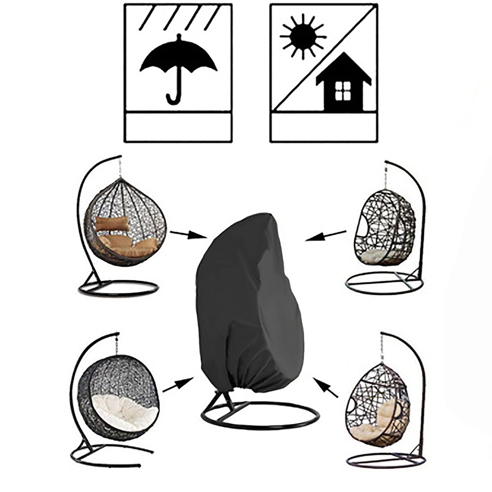 Waterproof Outdoor Egg Chair Cover - Dustproof Hanging Swing Seat Protector for Patio, Garden & Backyard - Fits Rattan Wicker Cocoon Chairs & Stands - Perfect for Relaxing, Lounging & Outdoor Decor