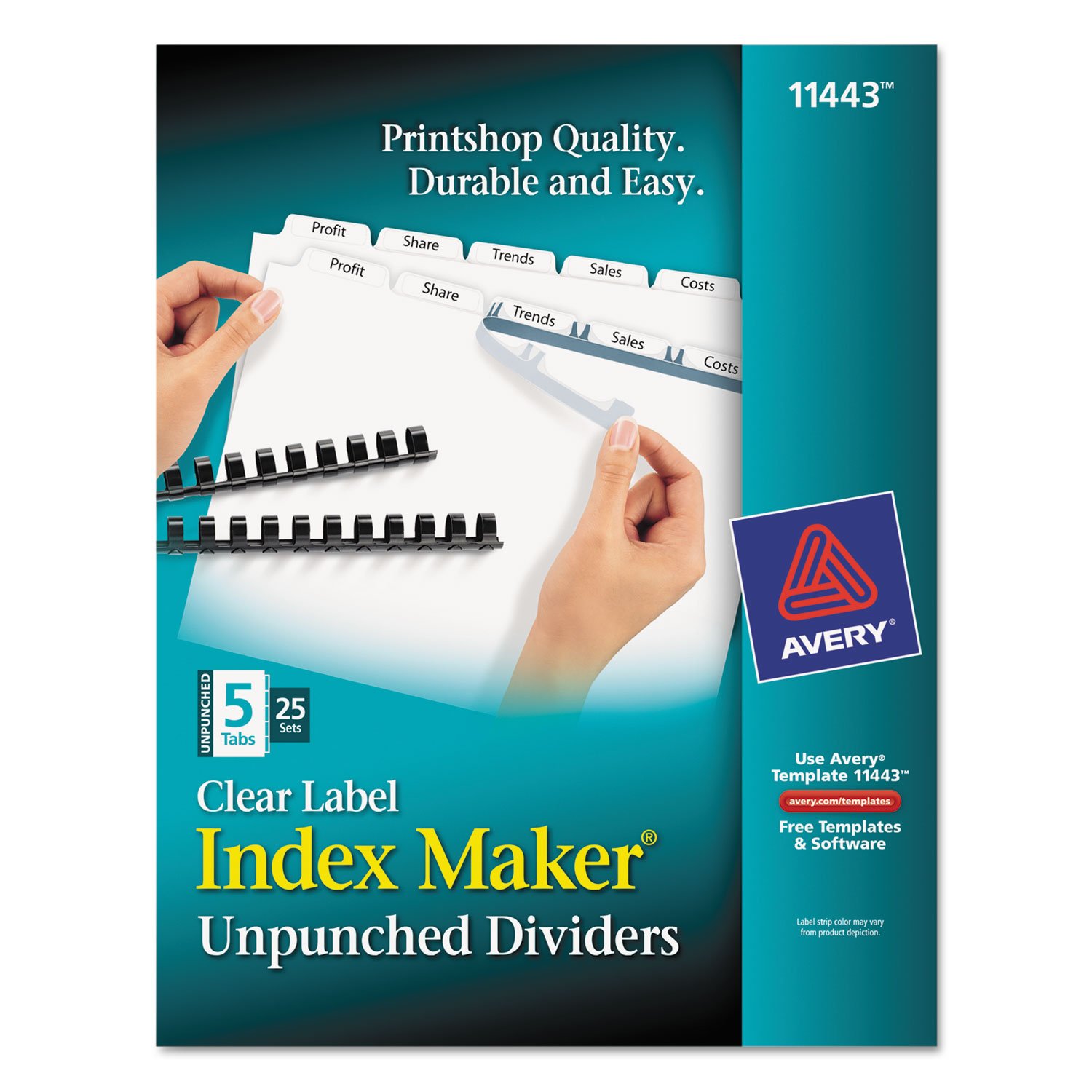 Avery Index Maker Clear Label Divider Tabs - 5-Tab Set for Organizing Files, Folders & Documents | Perfect for Office, School & Home Organization (AVE11443)