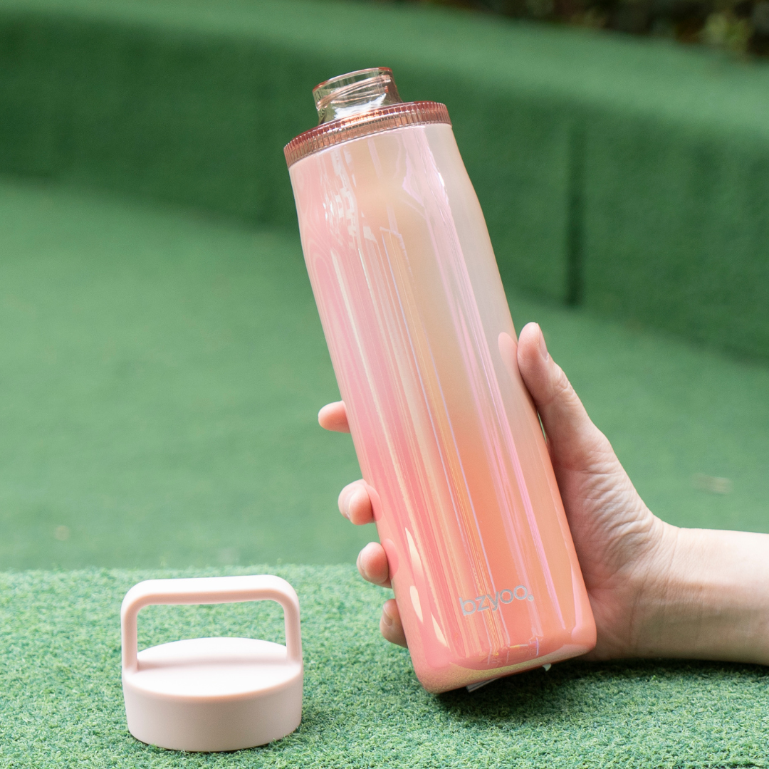 24oz Insulated Water Bottle with Clear Chug Lid - Aurora Iridescent Pink | Leakproof Stainless Steel Vacuum Flask for Gym, Hiking & Outdoor Activities