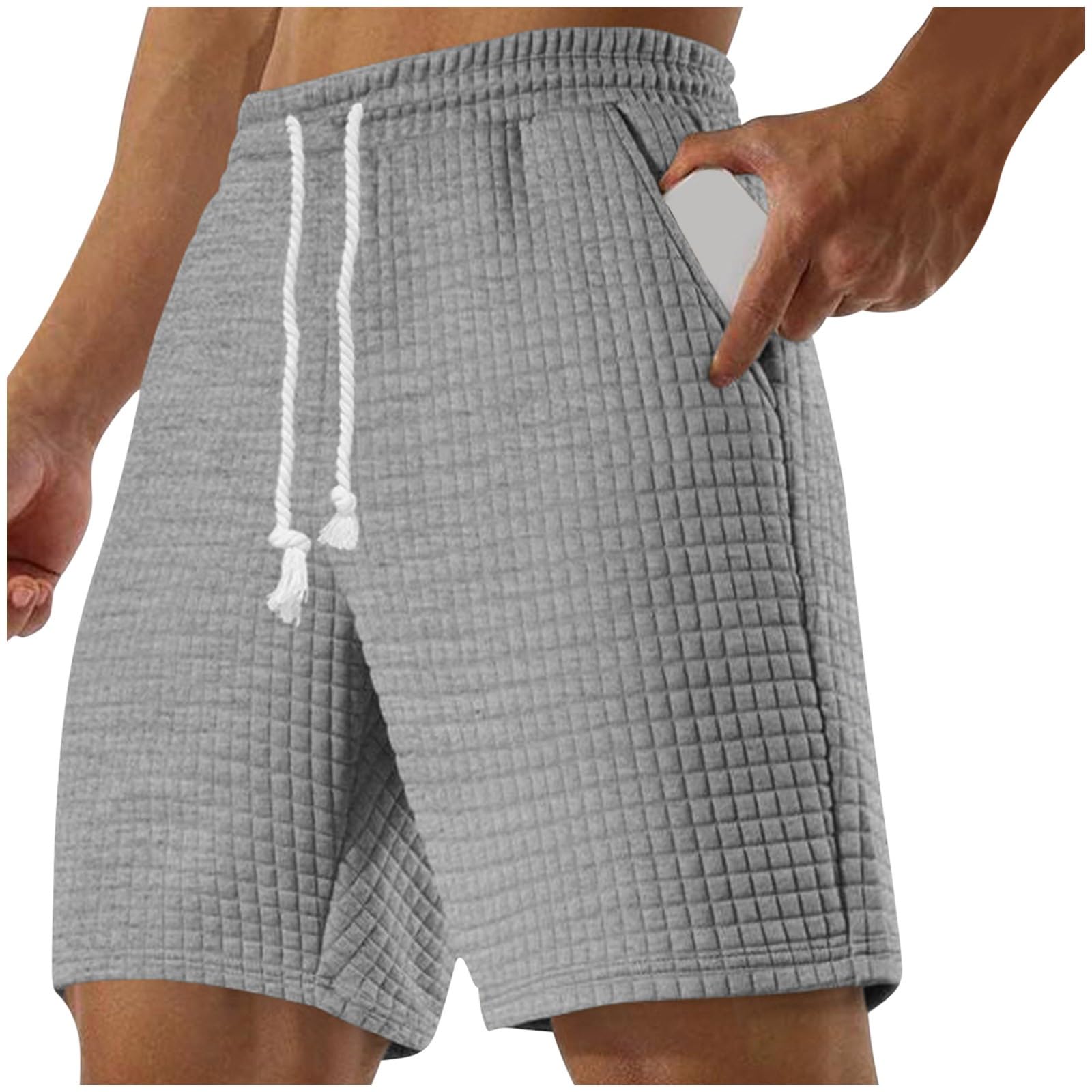 **Sdeycui Men's Waffle Athletic Shorts - Breathable Summer Casual Shorts with Drawstring & Pockets for Running, Sports, Gym, and Lounge Wear**