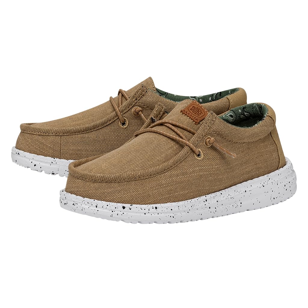 Hey Dude Wally Linen Shoes for Boys - Lightweight & Breathable Casual Sneakers - Perfect for School, Play & Everyday Wear