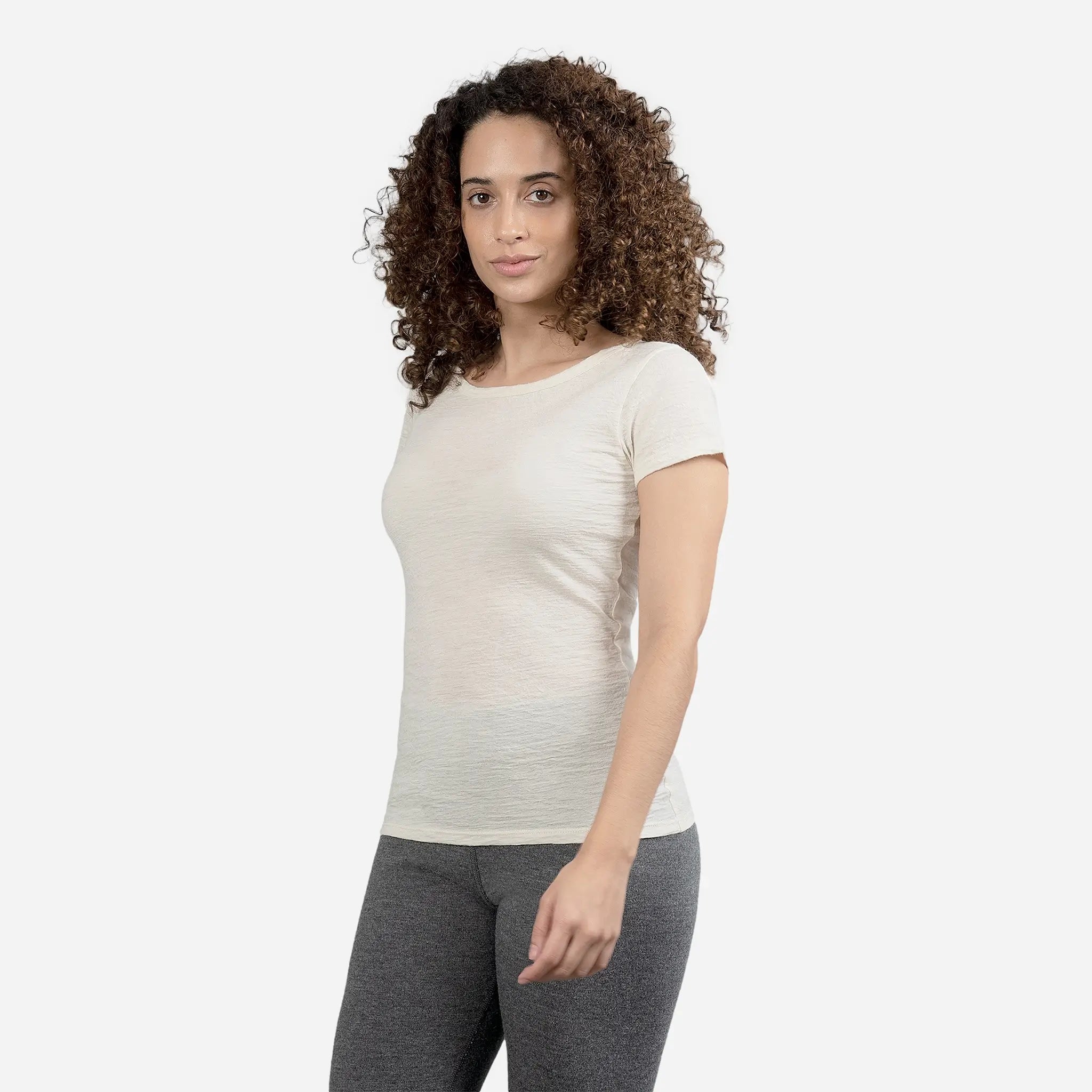 Ultralight Women's Alpaca Wool T-Shirt - 160 GSM Soft Crew Neck Tee for Travel, Hiking & Everyday Comfort