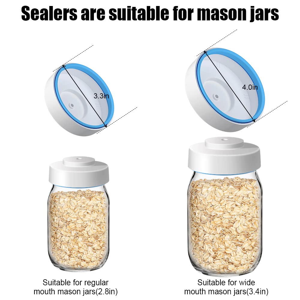 HiFan Wide & Regular Mouth Mason Jar Vacuum Sealer Kit - Compatible with Foodsaver & Most Vacuum Sealers | Includes Accessory Hose, Adapter & Manual Pump | Perfect for Food Storage, Meal Prep & Preserving Freshness