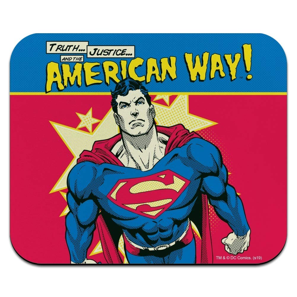 Superman The American Way Low Profile Thin Mouse Pad - Gaming & Office Desk Mat for PC, Laptop, Computer - Non-Slip Rubber Base - Perfect for Work, Study, and Gaming Setups