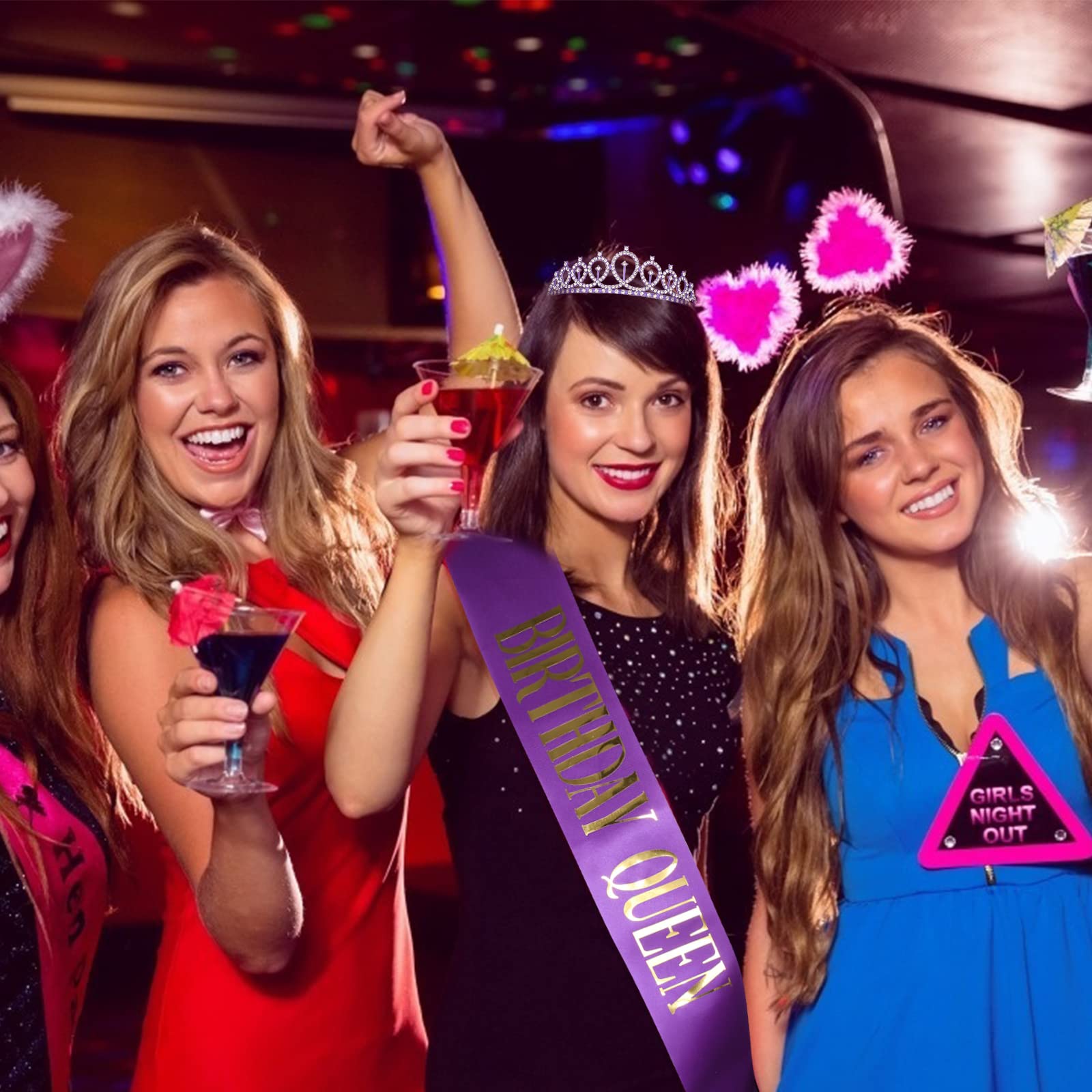 CIEHER Purple Birthday Decorations Set - Queen Crown & Sash Kit for Women & Girls, Purple Tiara & Birthday Sash, 16th 18th 30th 40th 50th 70th Birthday Party Supplies - Perfect for Birthday Celebrations, Bachelorette Parties & Special Occasions