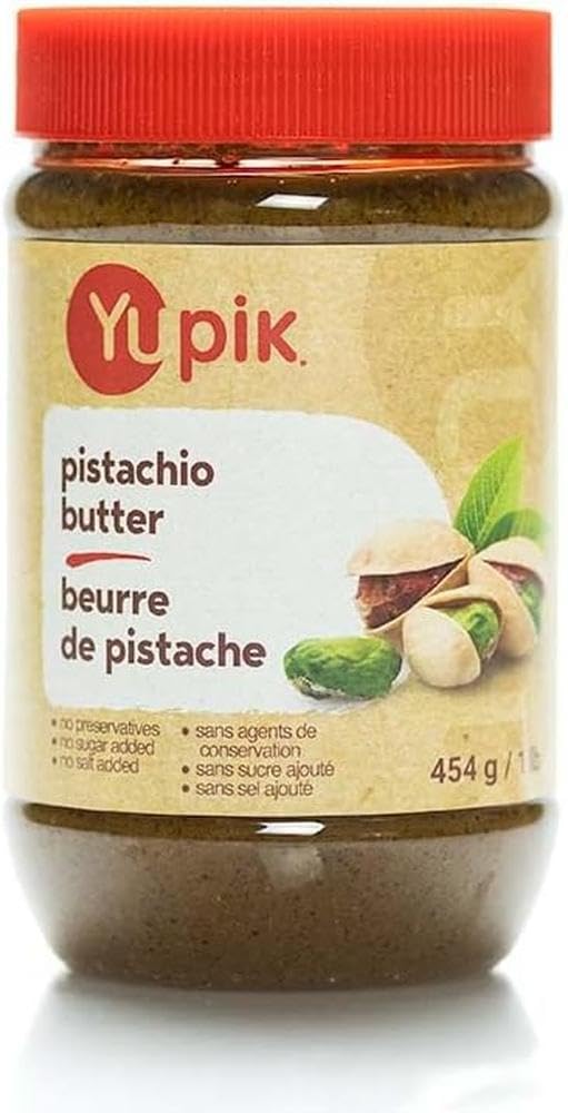 Yupik Natural Pistachio Butter - 16oz (454g) | Kosher, Gluten-Free, Non-GMO, Unsweetened Nut Spread | Pure Pistachios, No Sugar or Additives | High Fiber, Smooth Texture | Perfect for Toast, Smoothies, Baking & Healthy Snacks
