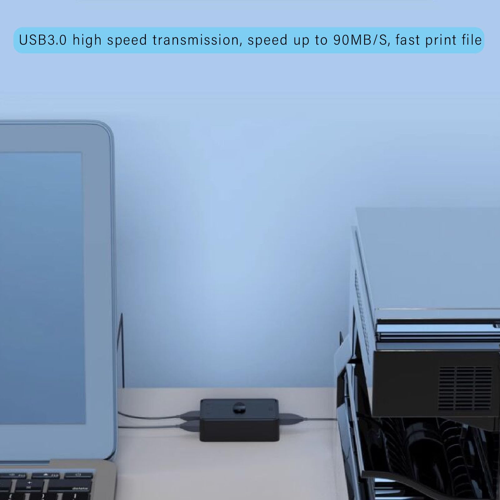 Annadue USB 3.0 Switch for Printer Scanner Mouse Keyboard - 2 Port Bi-Directional USB Sharing Hub for 2 Computers | Fast Data Transfer | One-Button Switching | Plug & Play | Perfect for Home Office & Multi-Device Workstations