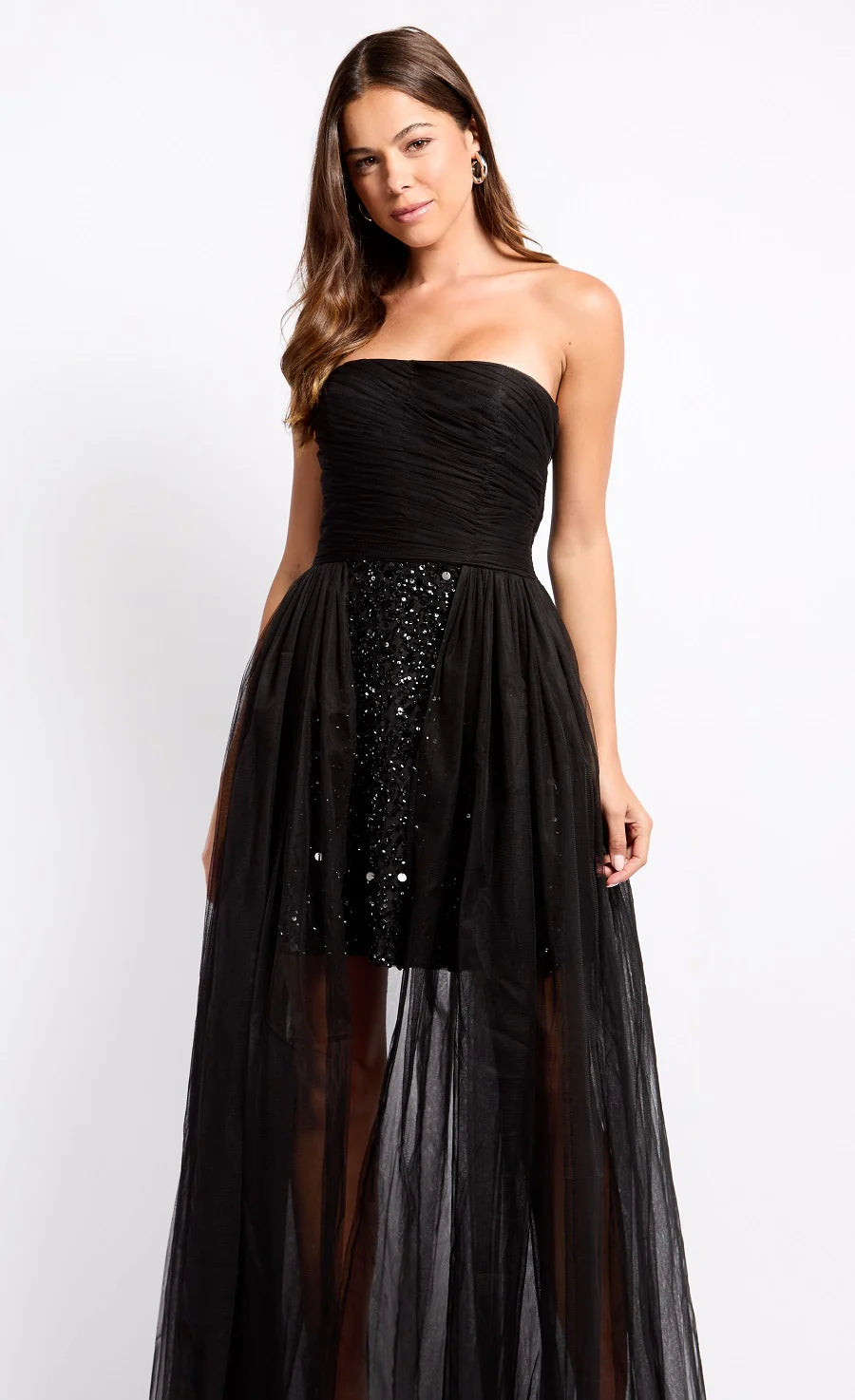 Kassandra Embellished Bandeau Maxi Dress in Black - Elegant Summer Beach Wedding & Party Formal Wear for Women