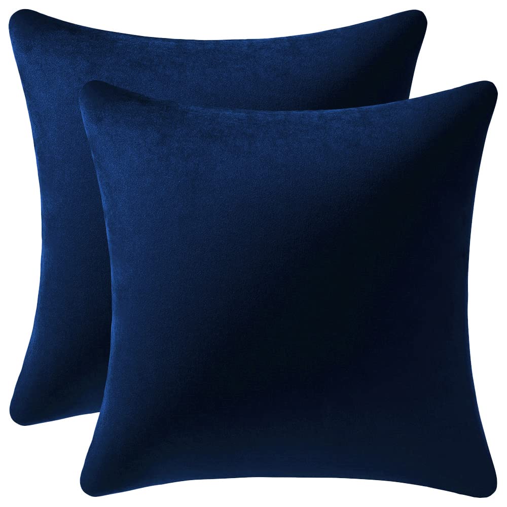 **DEZENE 26x26 Inch Velvet Euro Pillow Covers - 2 Pack Soft & Cozy Oversized Square Pillow Shams for Couch, Sofa, or Bed - Navy Blue - Perfect for Living Room, Bedroom, or Home Decor**