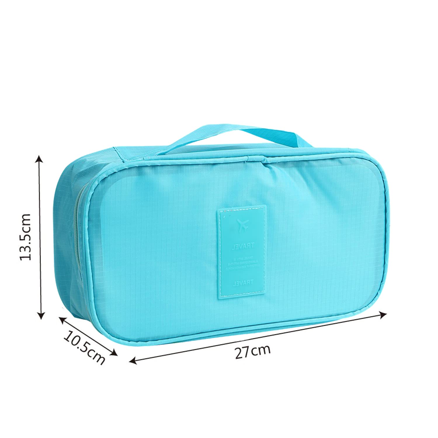 House of Quirk Portable Multifunctional Travel Organizer - Underwear, Socks & Bra Storage Bag with Cosmetic Pouch (Sky Blue) | Perfect for Travel, Camping & Home Closet Organization