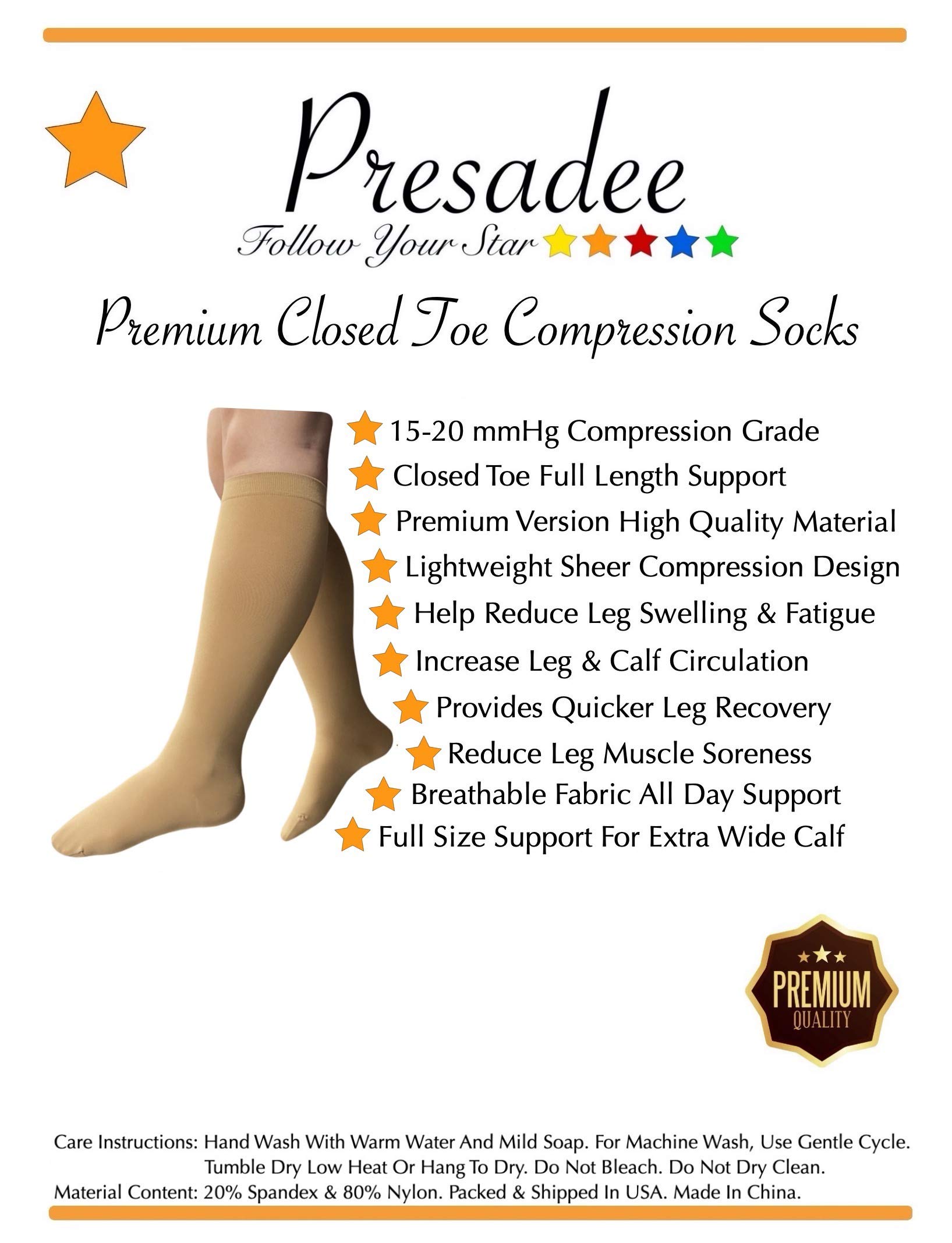 Premium 15-20 mmHg Moderate Compression Socks for Women & Men - Closed Toe Sheer Support Stockings for Circulation, Travel & Work Comfort