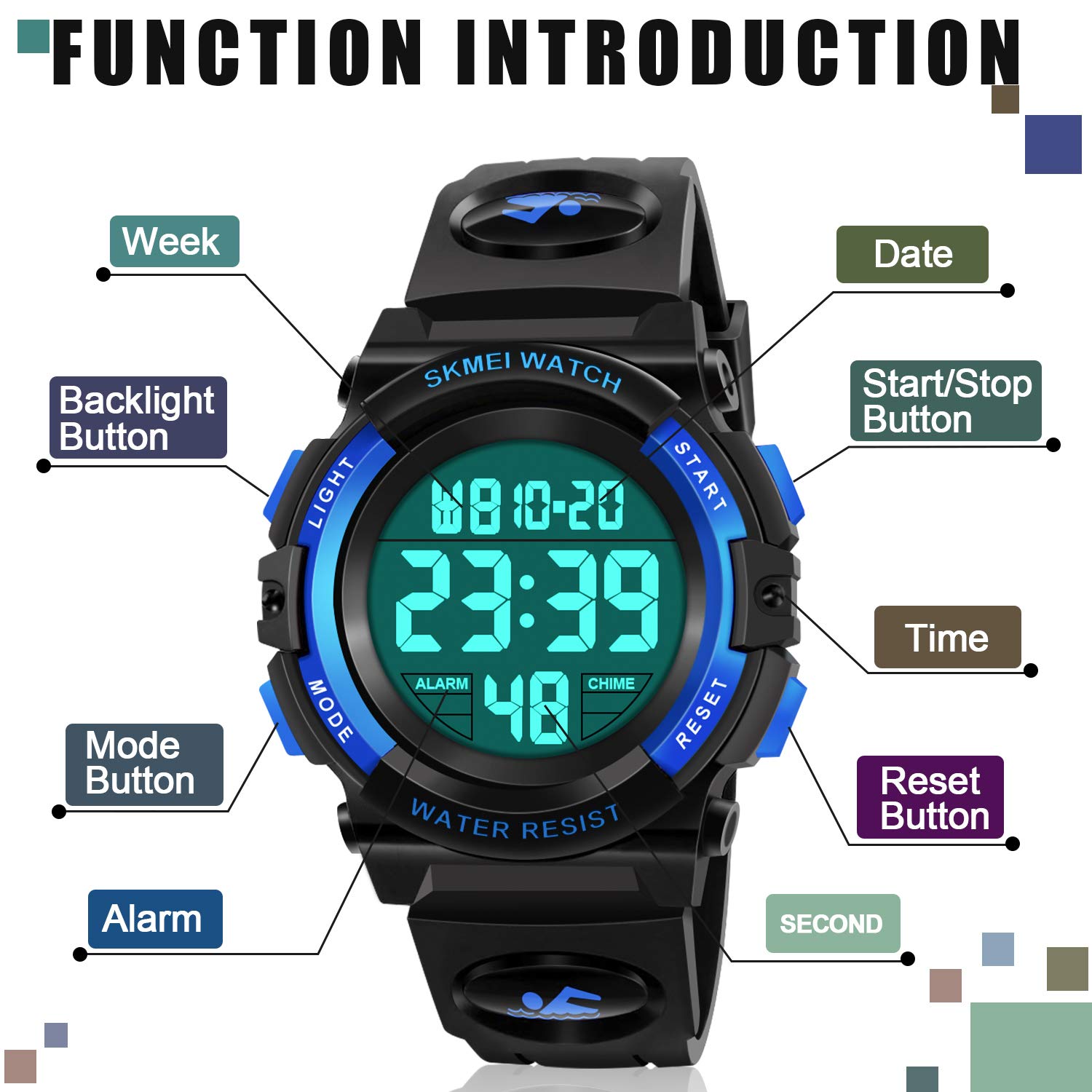 ATIMO Kids Digital Sports Watch - Waterproof, Shockproof, LED Backlight - Perfect for Boys & Girls - Ideal for School, Sports, and Outdoor Activities