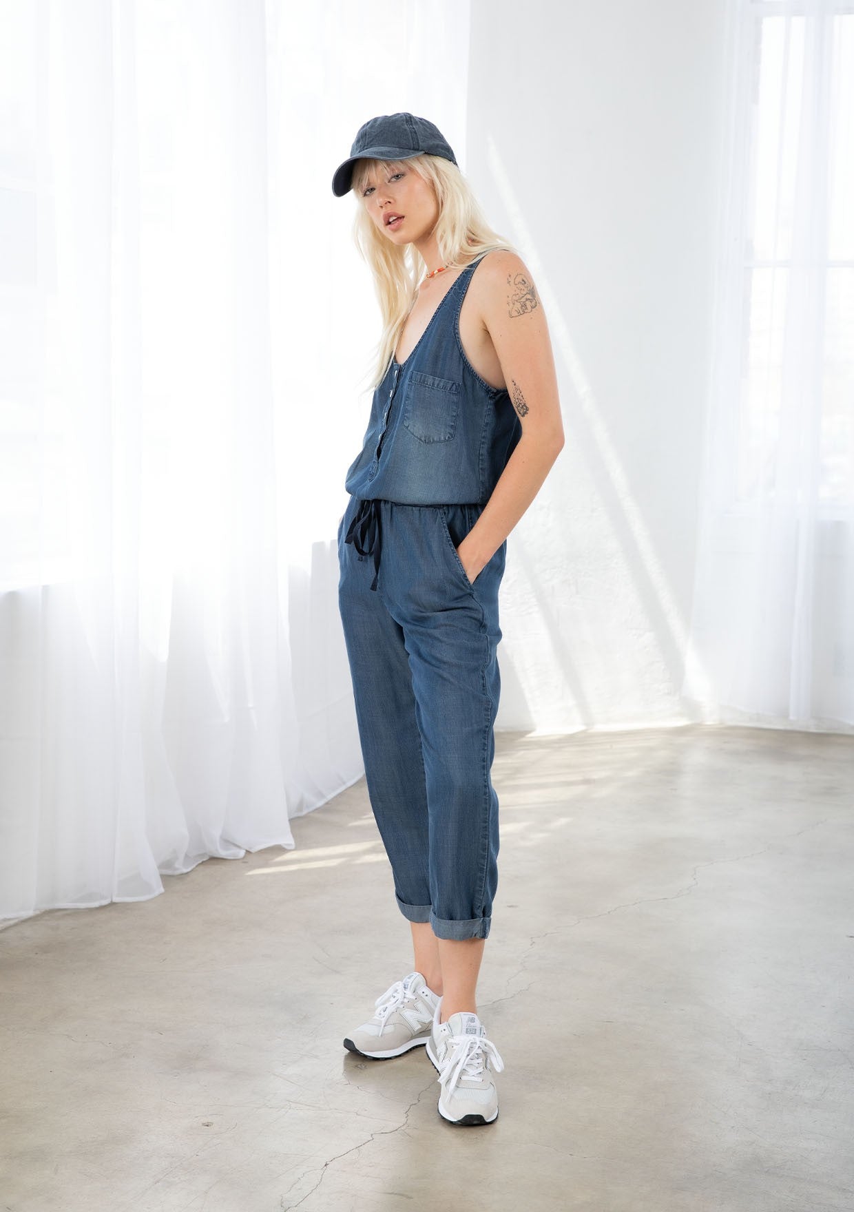 Stylish Button Front Tencel Jumpsuit for Women - Comfortable & Breathable Romper - Perfect for Casual Outings, Summer Travel & Beach Vacations