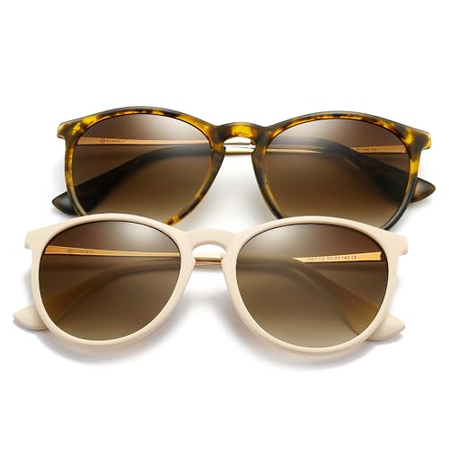 2 Pack (Non-polarized): Matte Amber/Brown Gradient+milky White/Brown Gradient
