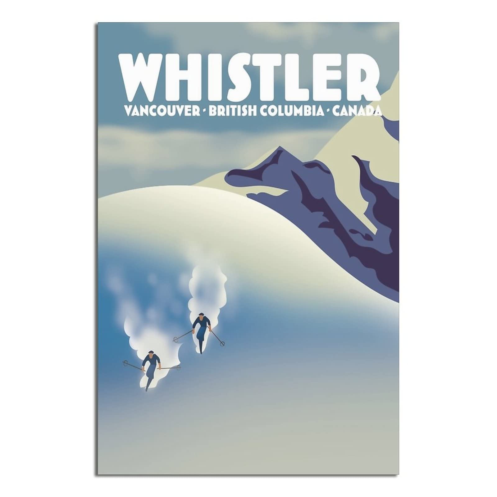 Vintage Whistler Canada Ski Travel Poster - 8x12 Inches (20x30cm) Canvas Art Print for Home & Office Decor - Perfect for Living Room, Bedroom, Kitchen or Bathroom Wall Decoration