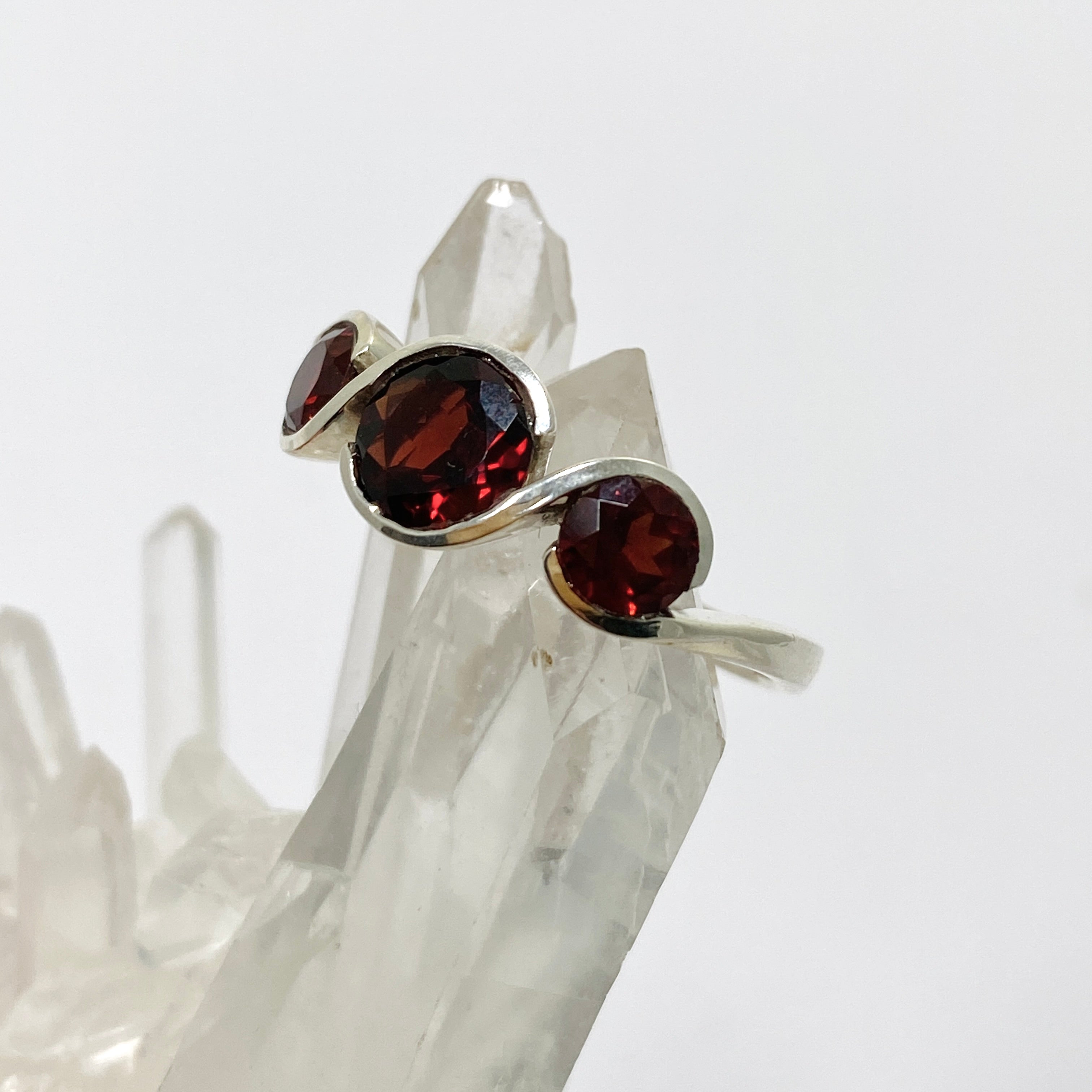 Garnet Round Faceted Multi-Stone Ring Size 10 - PRGJ924 | Elegant Birthstone Jewelry for Women, Perfect for Valentine's Day, Anniversary & Special Occasion Gifts