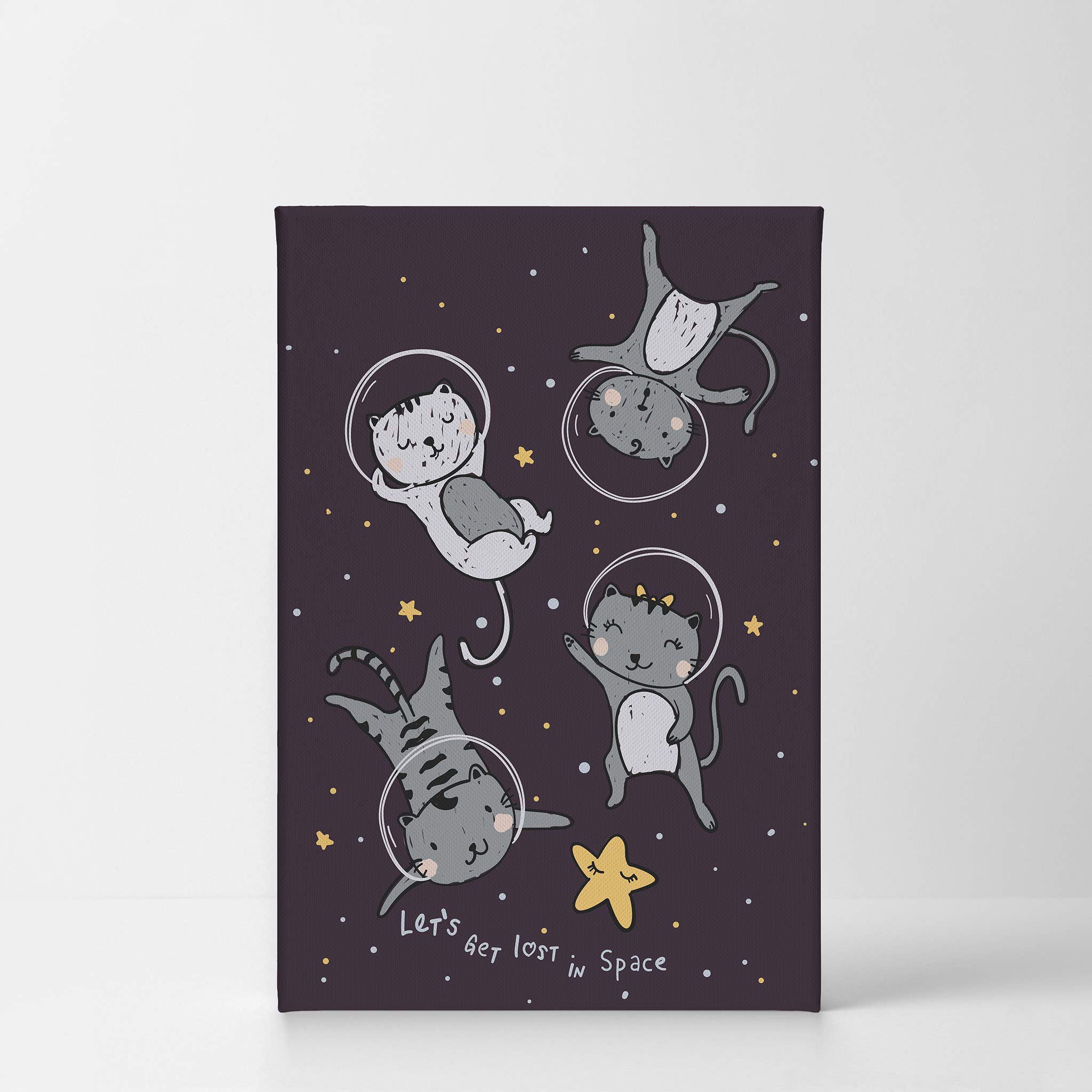 Astronaut Cats in Space Canvas Wall Art - 40x30 Inch Ready to Hang Space-Themed Kids Room Decor, Nursery Wall Decor, Made in USA | Perfect for Children's Bedroom, Playroom & Space-Themed Nursery