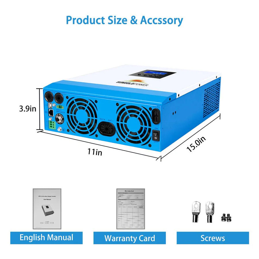3000W 24V Pure Sine Wave Solar Power Inverter Charger with LCD Display - Perfect for RV, Off-Grid Homes, and Emergency Power Backup