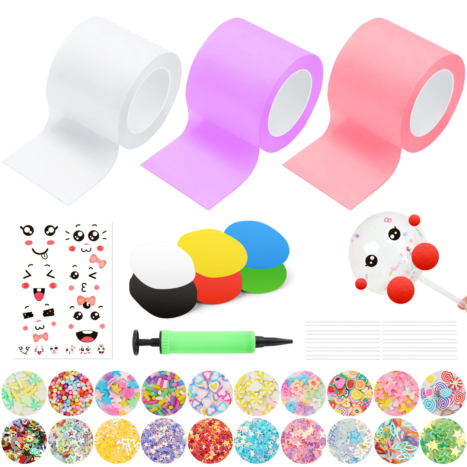 Nano Bubble Tape Kit - 3pcs Super Elastic Double Sided Bubble Tape Toys for Kids, Girls & Adults | Perfect for Party Favors, Gifts, Crafts & Stress Relief | Fun Sensory Toy for Classroom, Office & Home Play