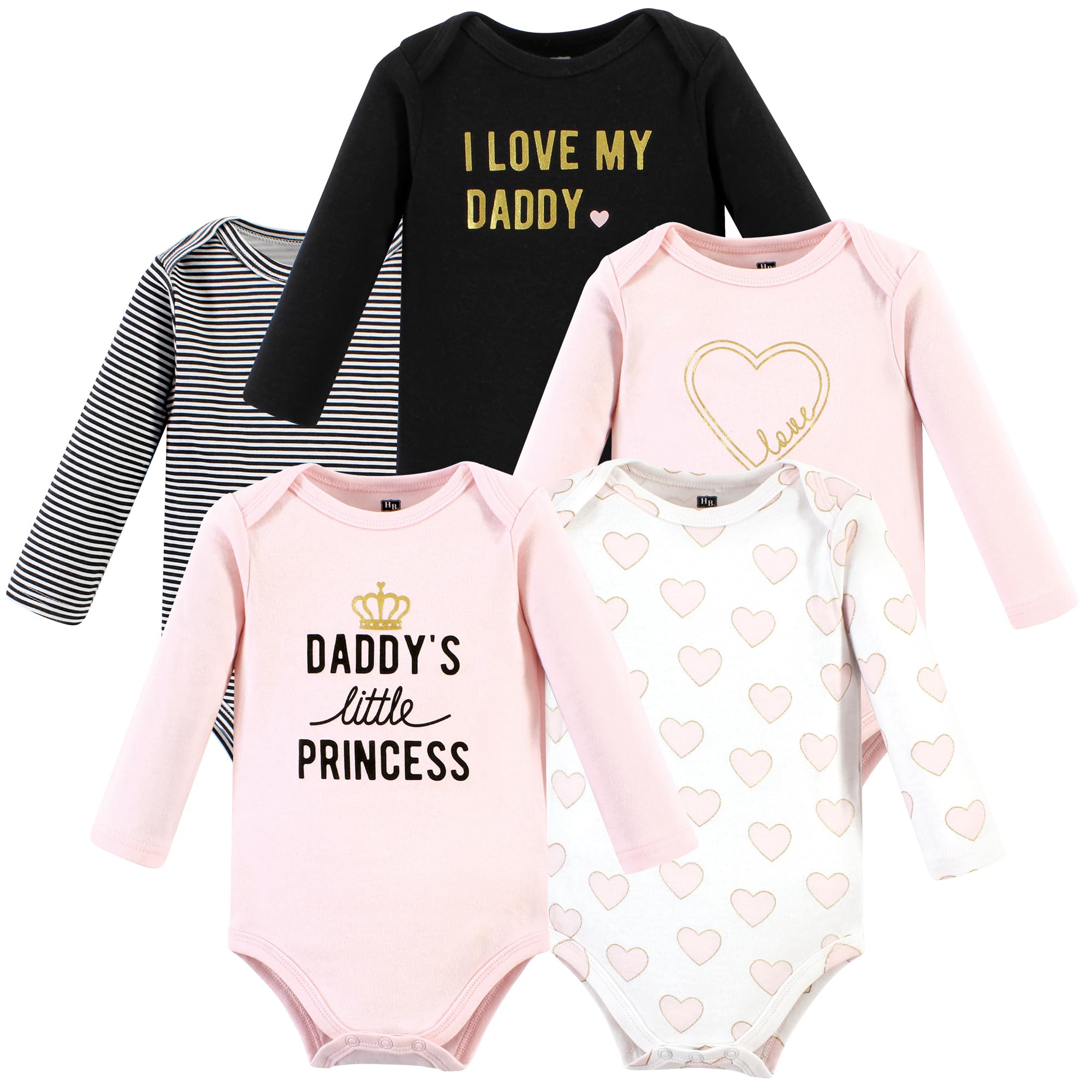 Hudson Baby Unisex Cotton Long-Sleeve Bodysuits - 5-Pack, 18-24 Months | Soft & Comfortable Baby Onesies for Daily Wear, Playtime & Family Outings | Daddys Little Princess Design