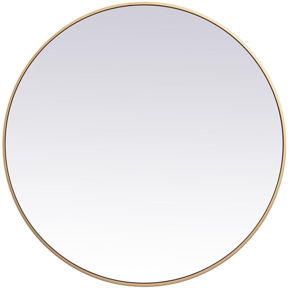 Allora 39 Inch Round Mid-Century Modern Brass Metal Frame Beveled Wall Mirror - Perfect for Living Room, Bedroom & Entryway Decor