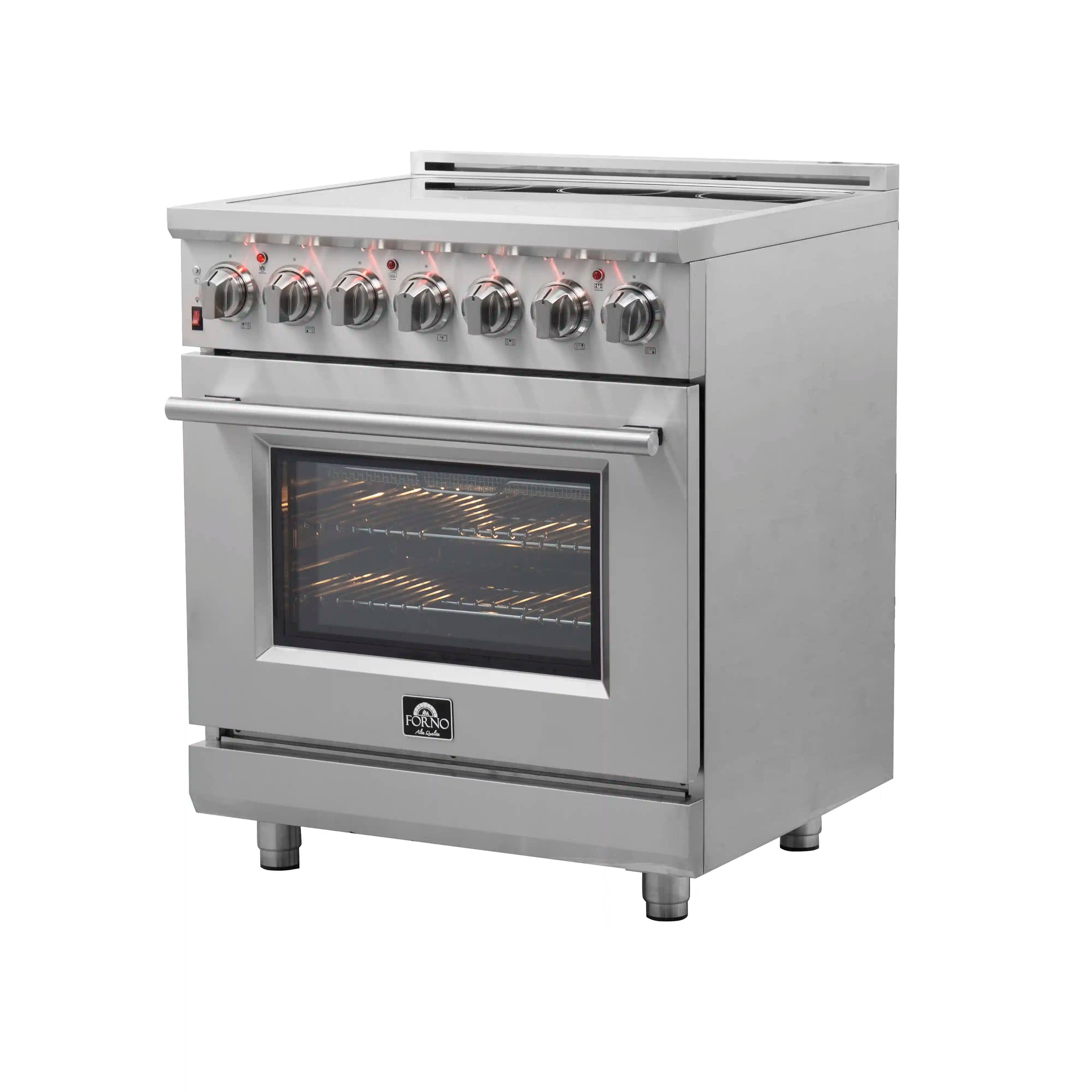 Forno Massimo 30 Inch Freestanding Electric Range - Stainless Steel Oven with 5 Burners & Convection (FFSEL6020 30) - Perfect for Home Kitchens & Small Restaurants